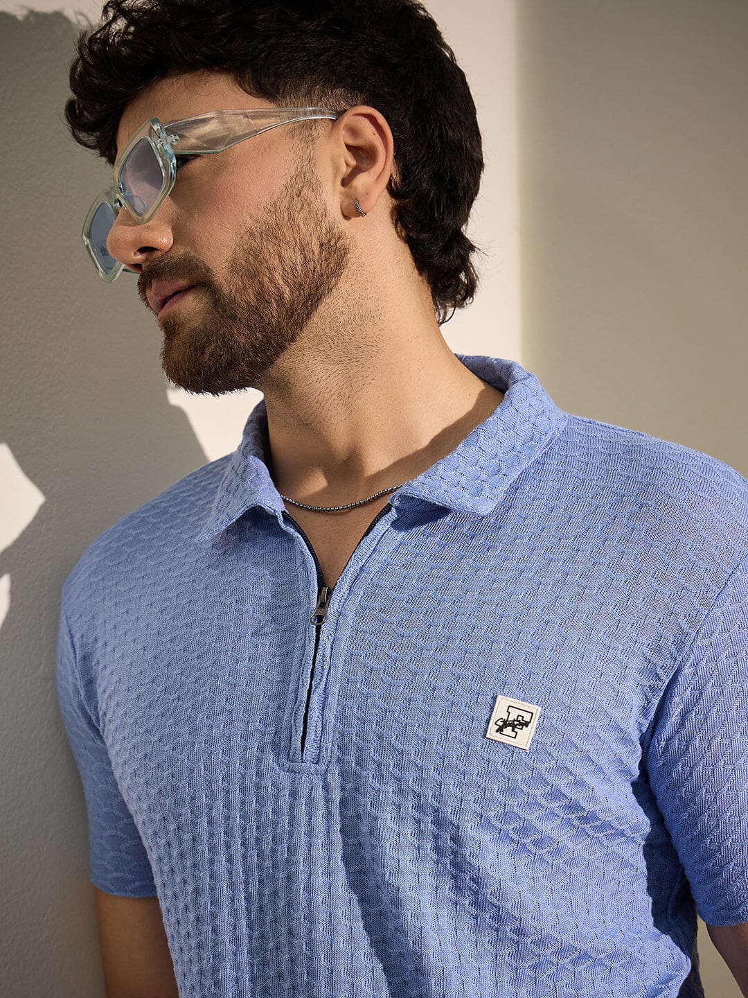 Airy Blue Textured Knitted Coord Set - Image 7