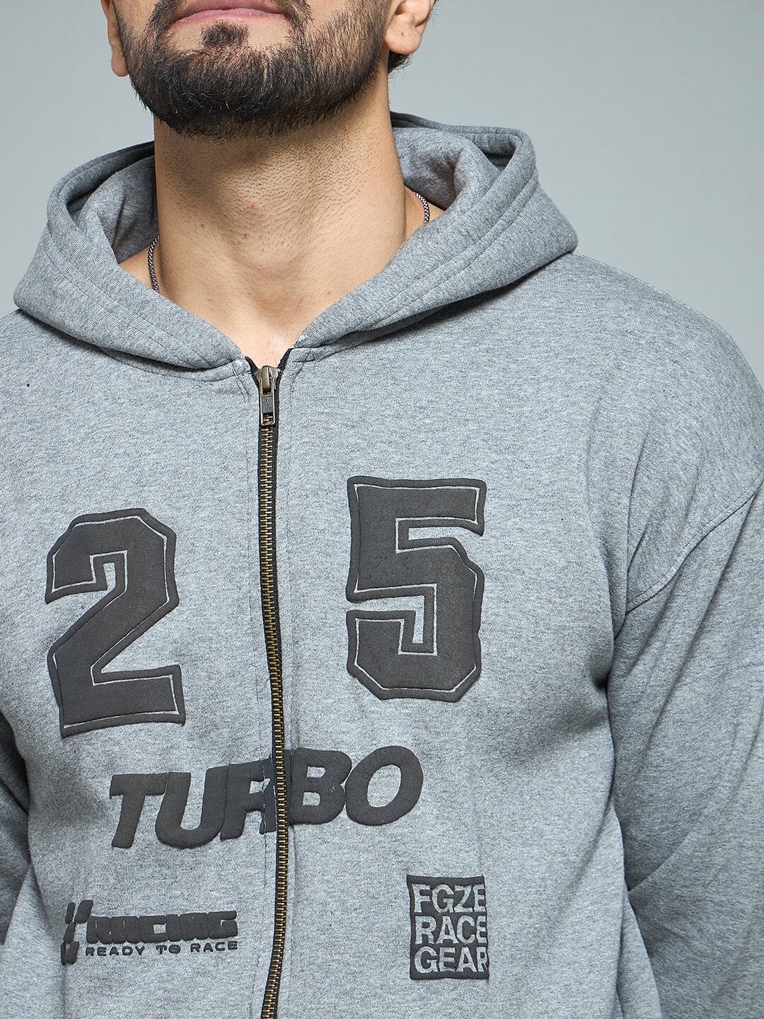 Anthra Melange Racing Graphic Hoodie - Image 3