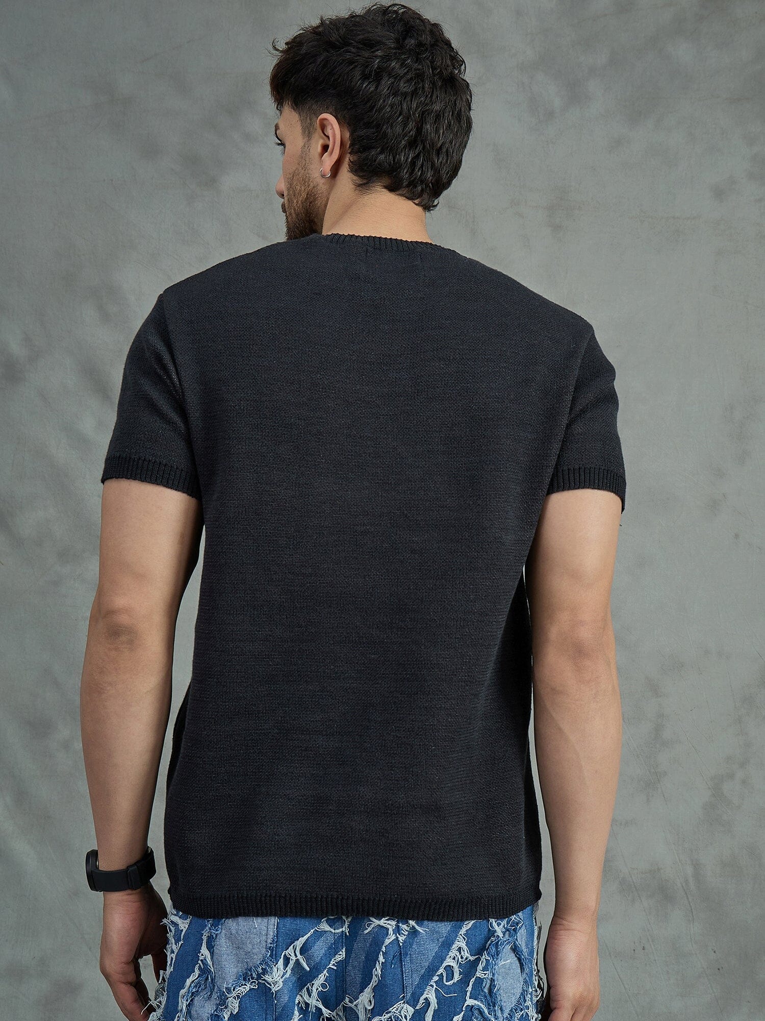 Black Bat Graphic Knitted Tshirt - Image 4