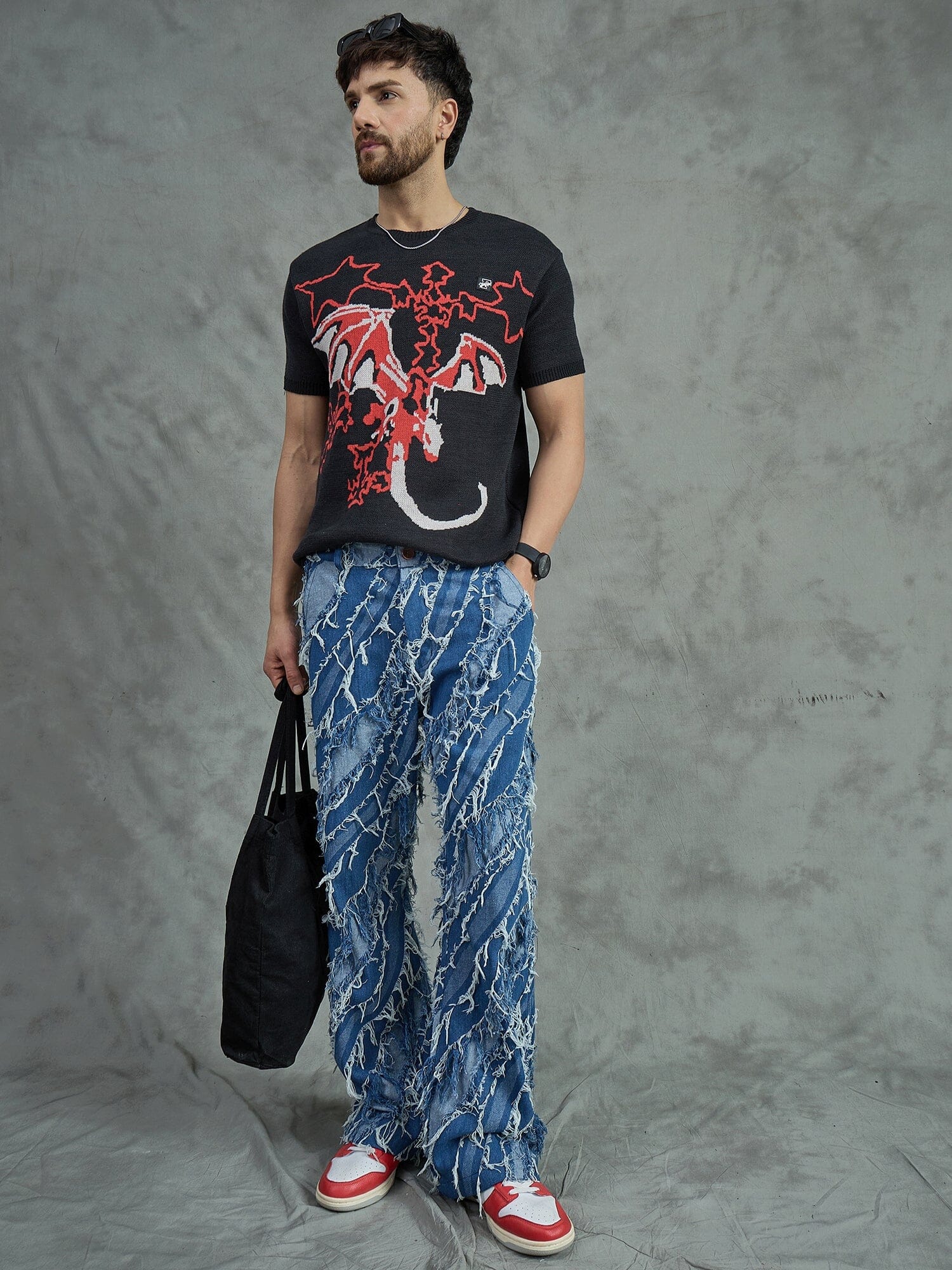 Black Bat Graphic Knitted Tshirt - Image 5