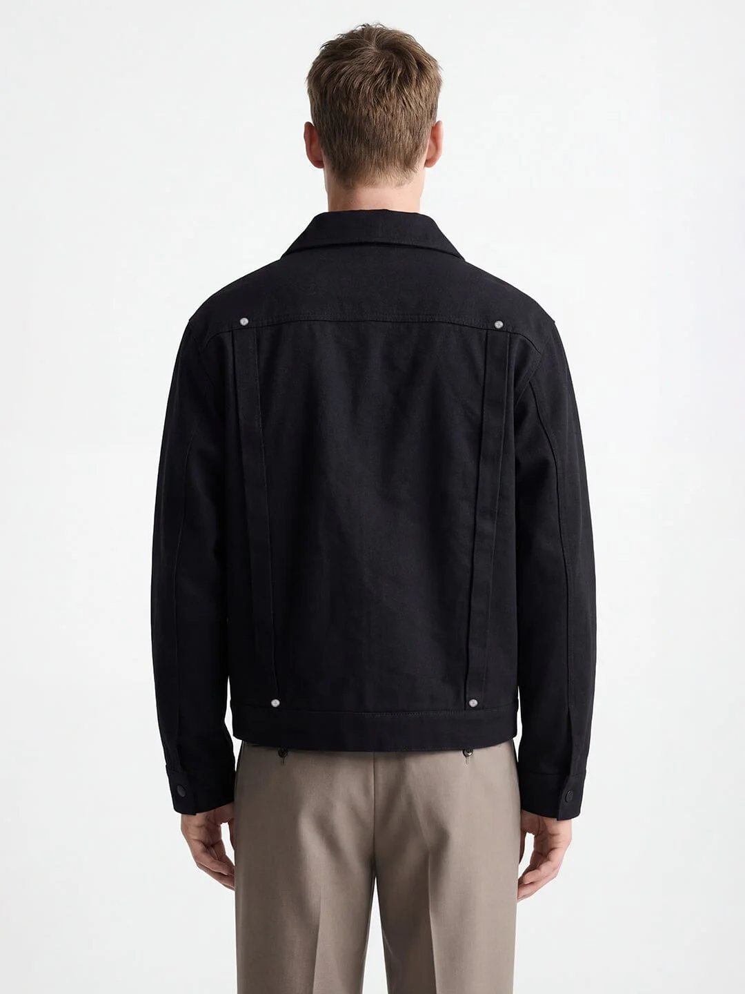 Black Cotton Twill Fireman Clasp Jacket - Image 7