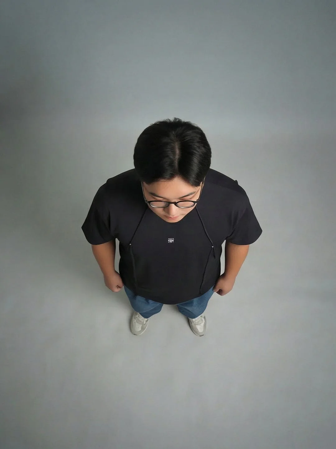 Black Faux Flat Look Cut and Sew Tshirt - Image 4