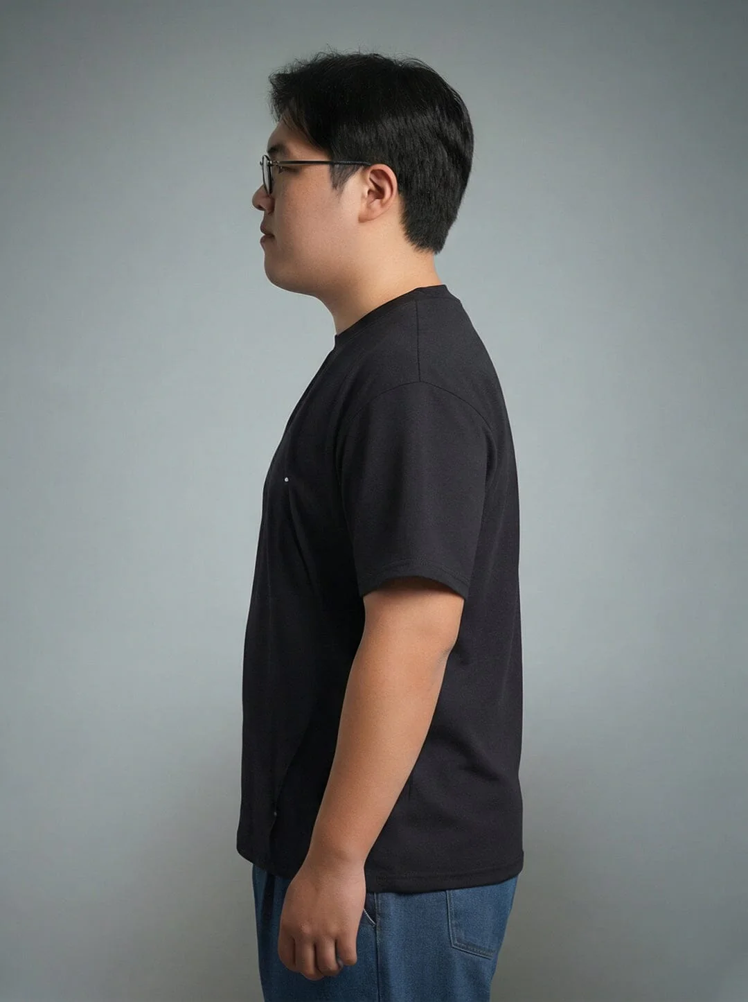 Black Faux Flat Look Cut and Sew Tshirt - Image 5