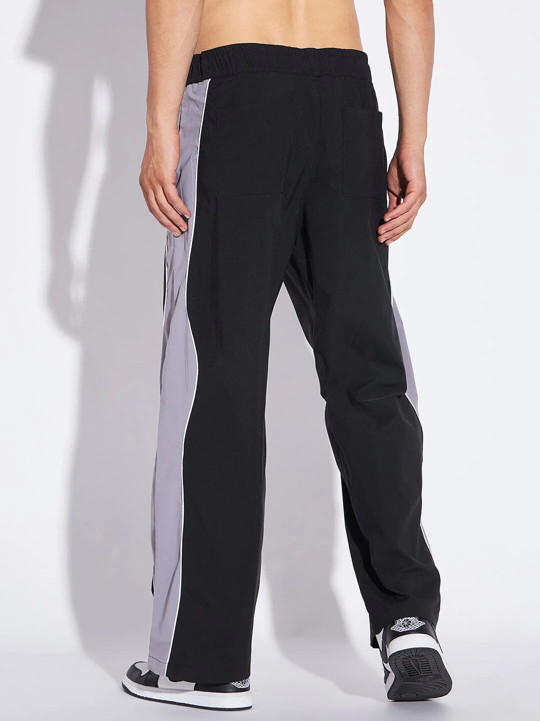 Black & Grey Wavy Panel Trackpants - Image 4