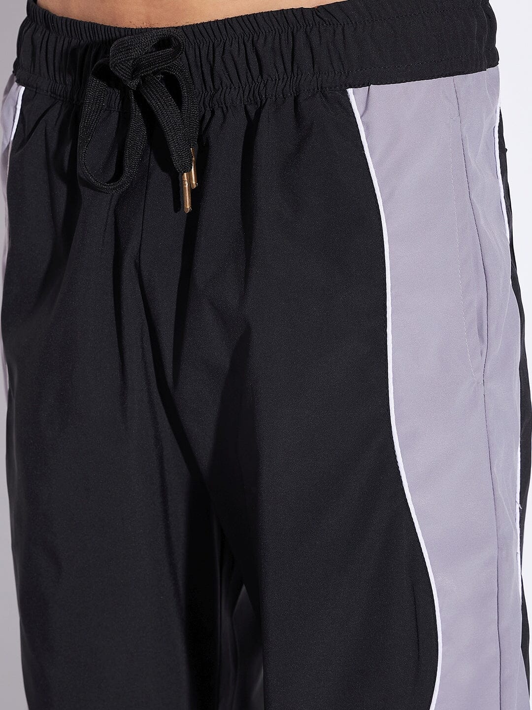 Black & Grey Wavy Panel Trackpants - Image 5