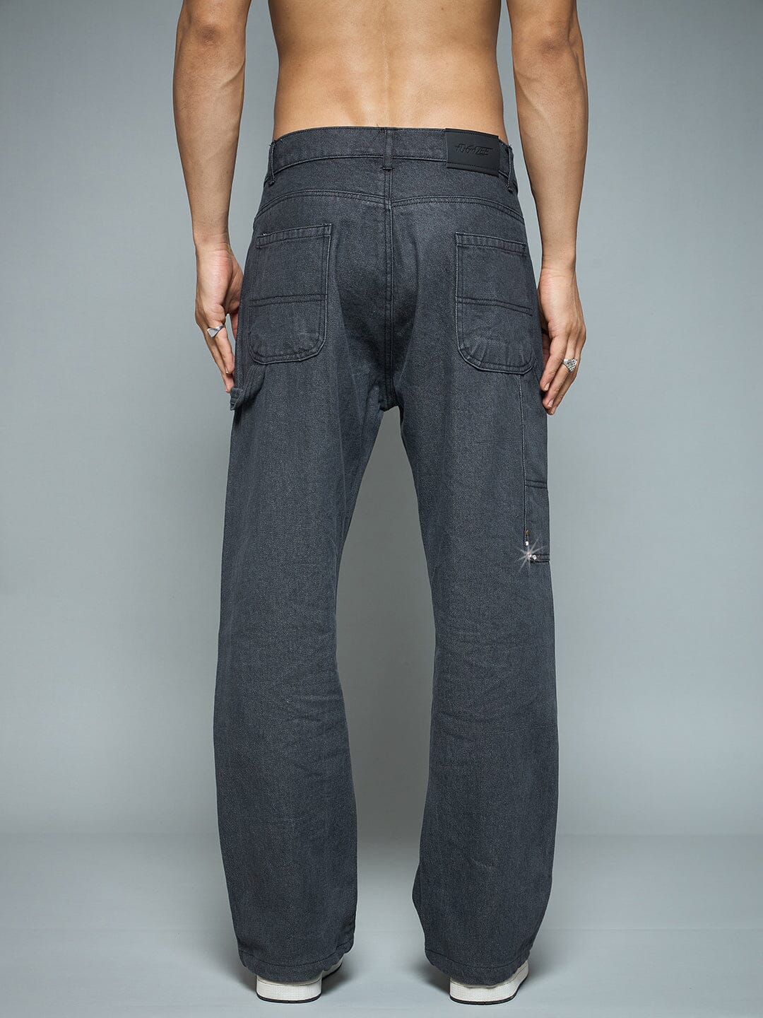 Black Riveted Carpenter Patch Denim - Image 3