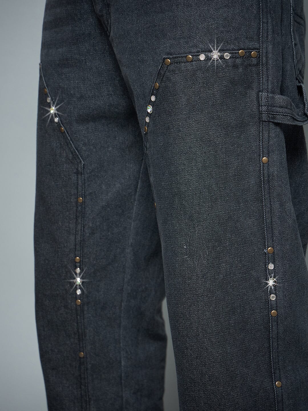 Black Riveted Carpenter Patch Denim - Image 6