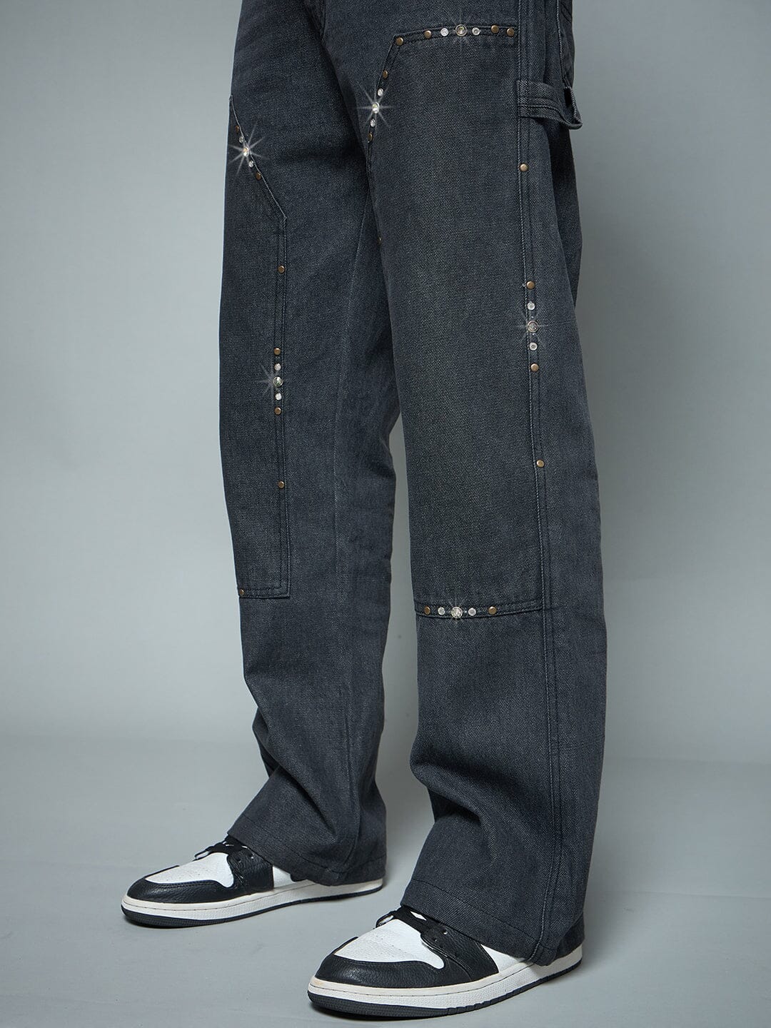 Black Riveted Carpenter Patch Denim - Image 7
