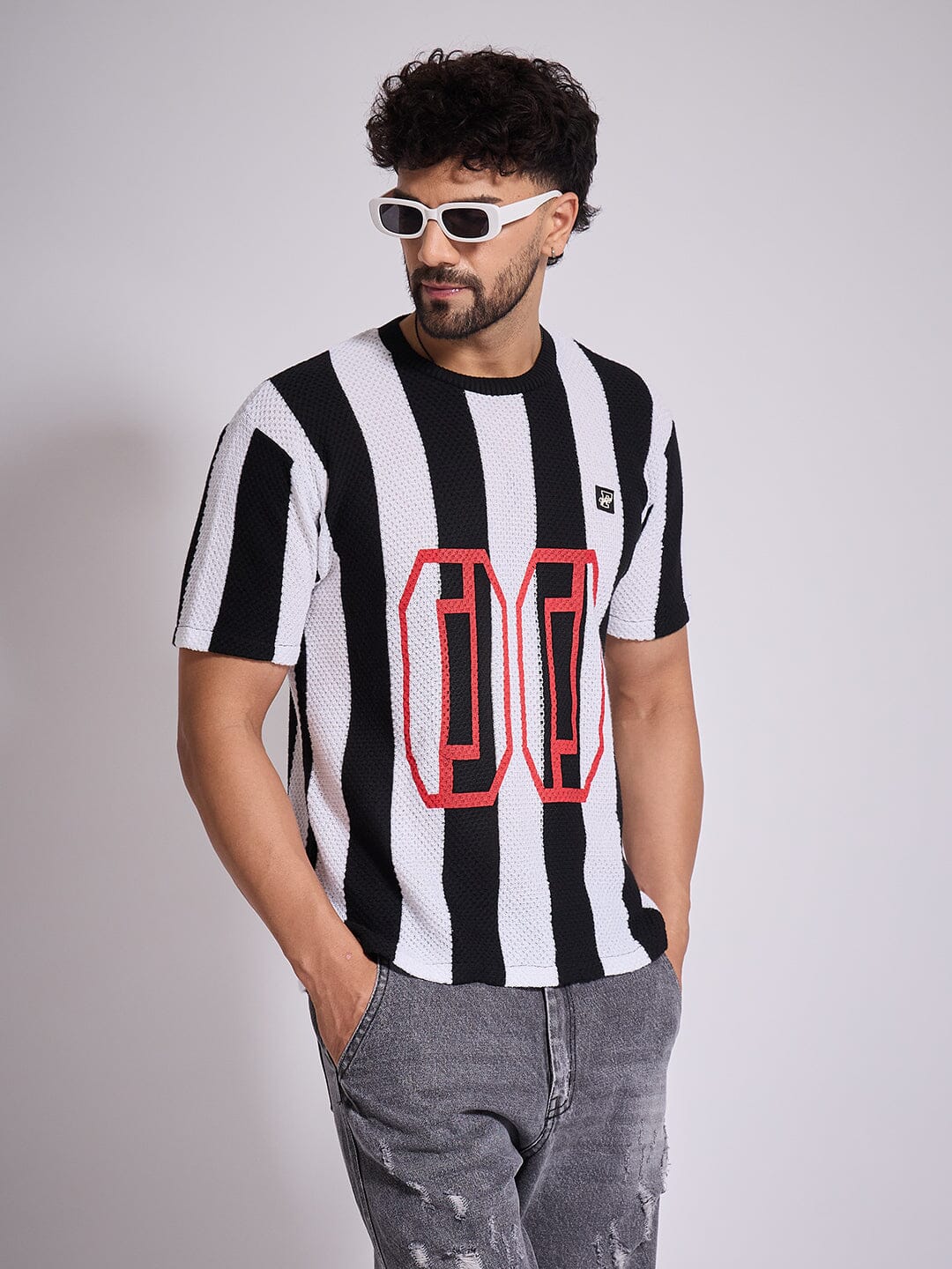 Black & White Football Jersey Tshirt - Image 3