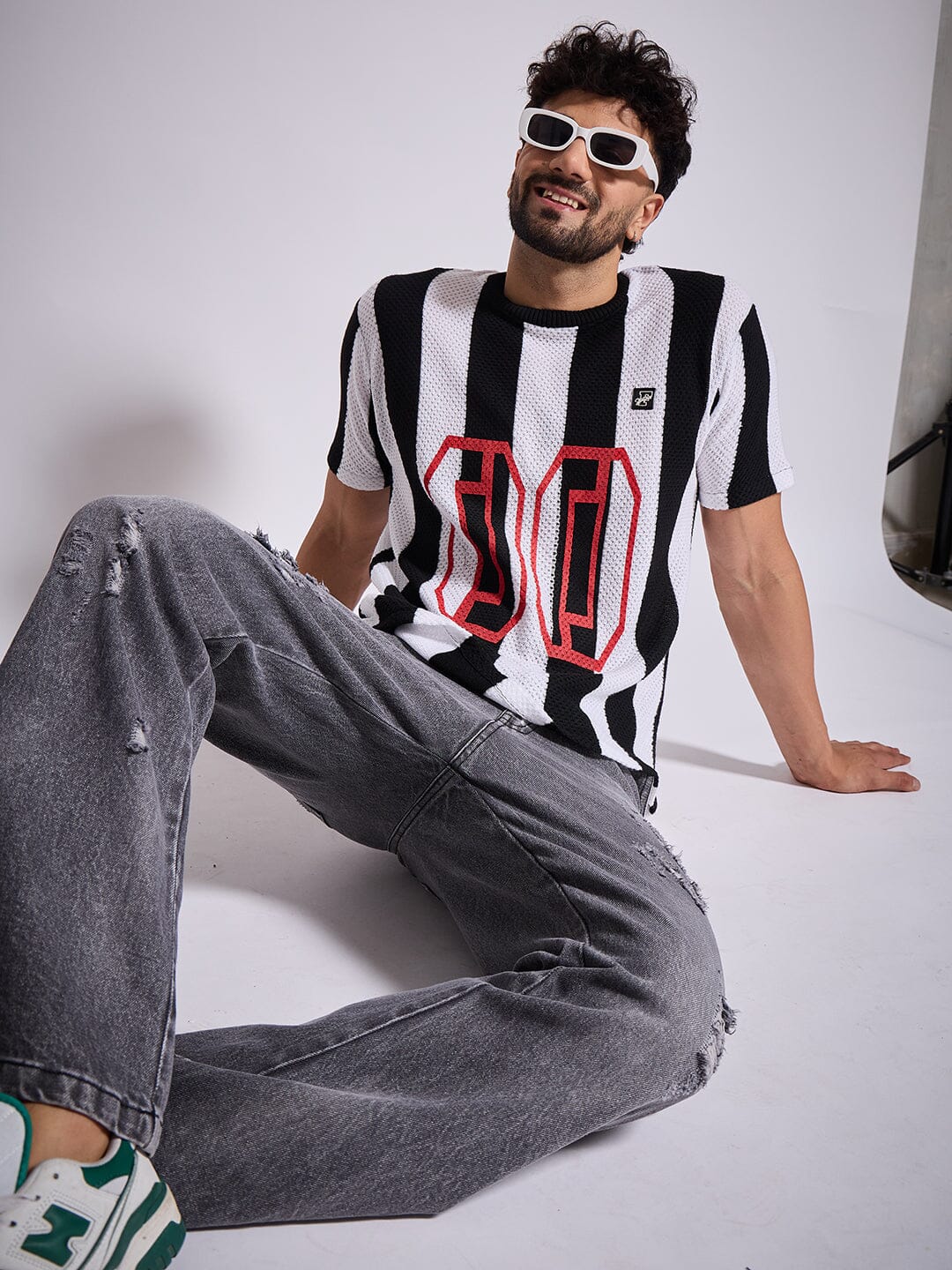 Black & White Football Jersey Tshirt - Image 6