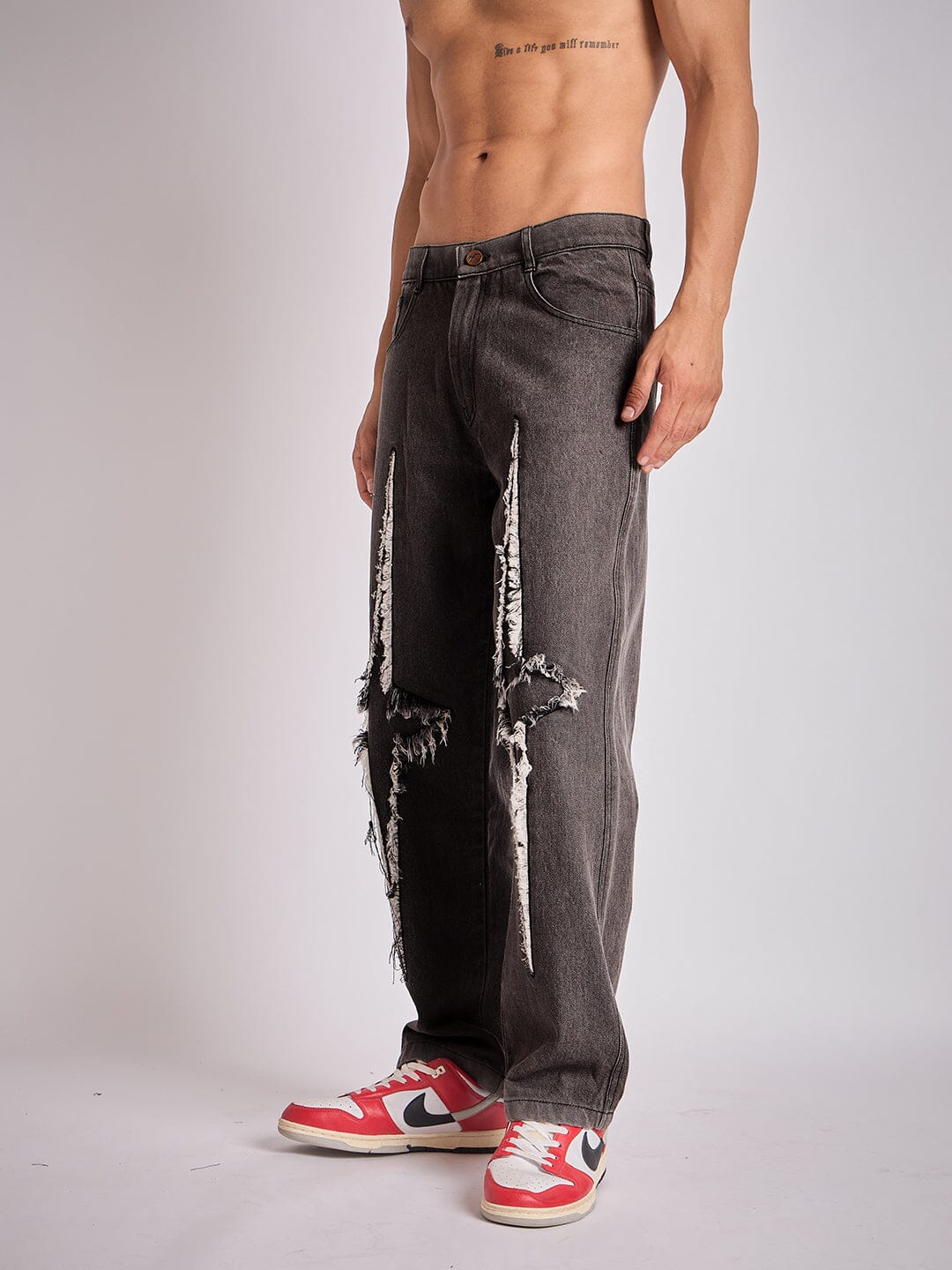 Black Y2K Patch Straight Fit Denim - Image 6