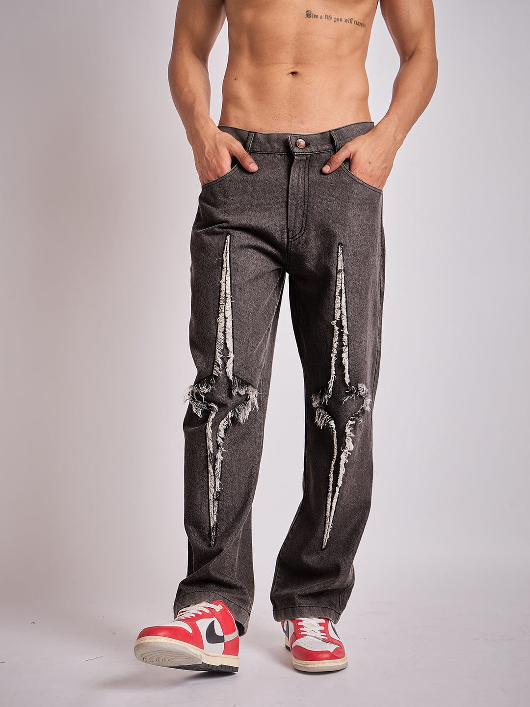 Black Y2K Patch Straight Fit Denim - Image 7