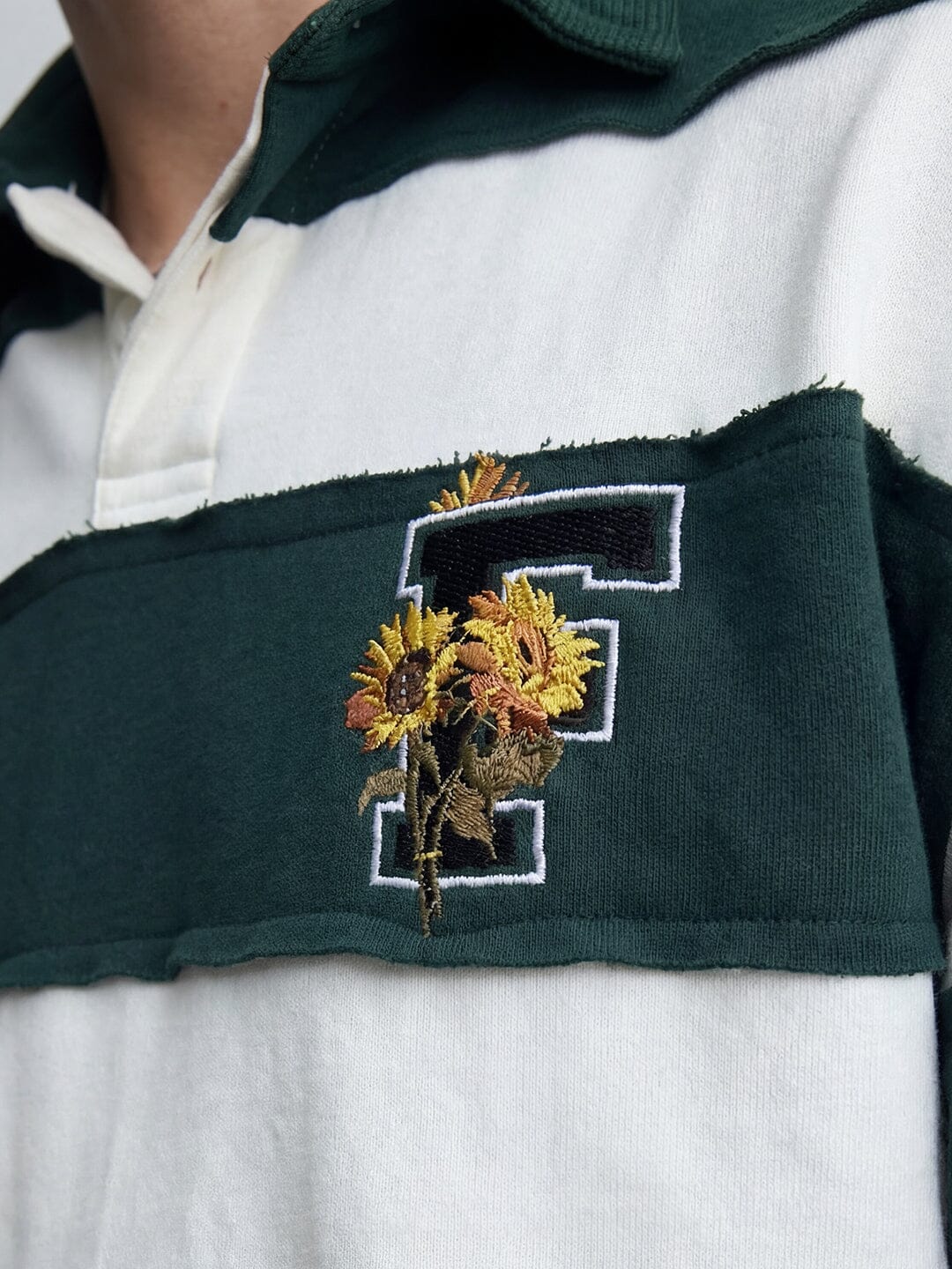 Bottle Green And White Monogram Rugby Sweatshirt - Image 3