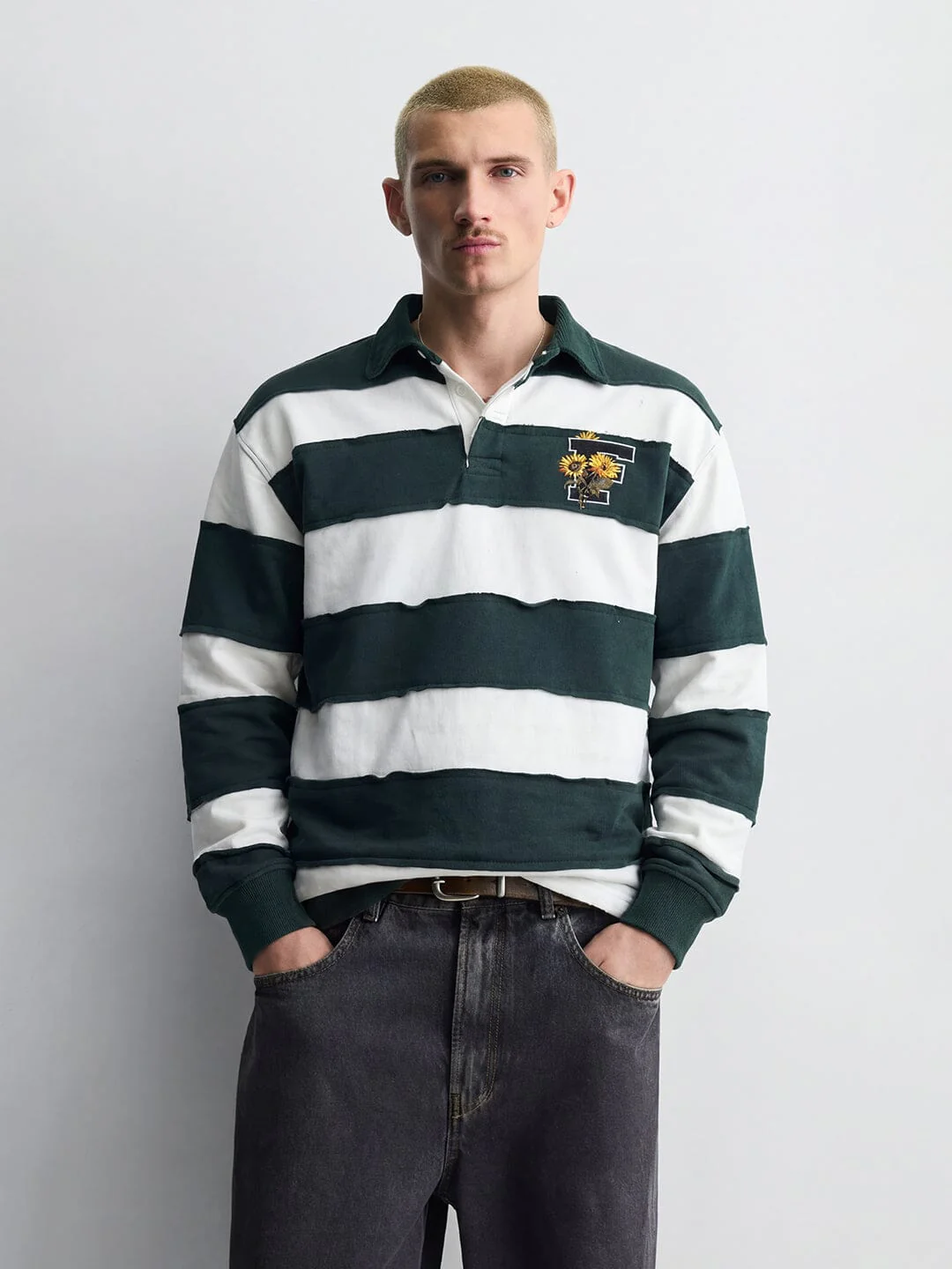 Bottle Green And White Monogram Rugby Sweatshirt - Image 5