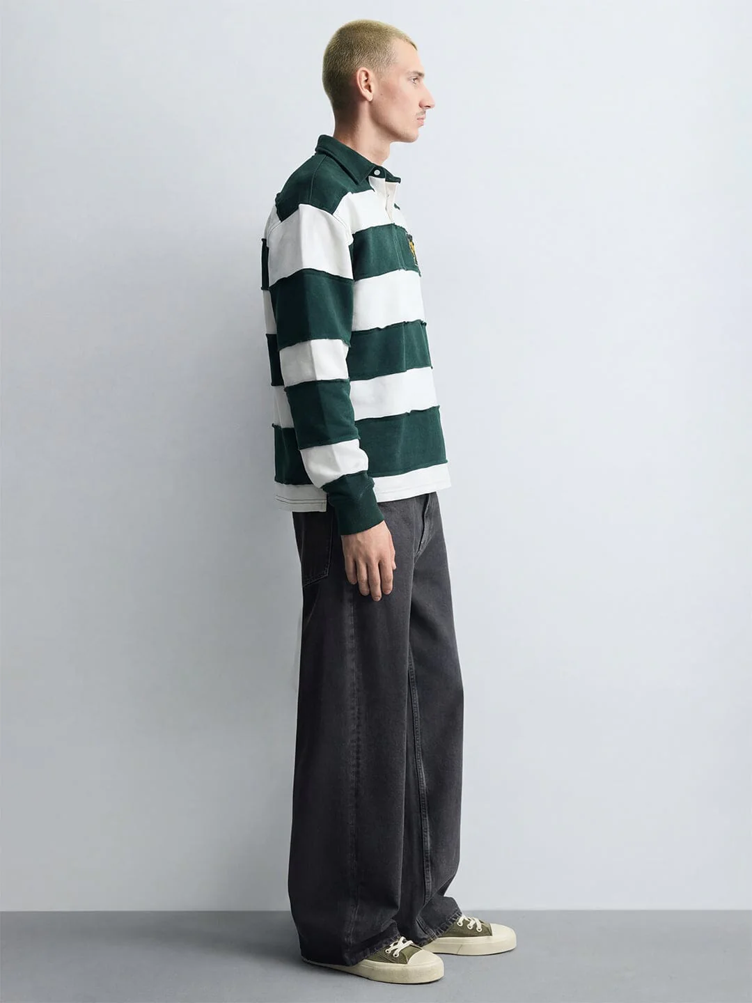 Bottle Green And White Monogram Rugby Sweatshirt - Image 6