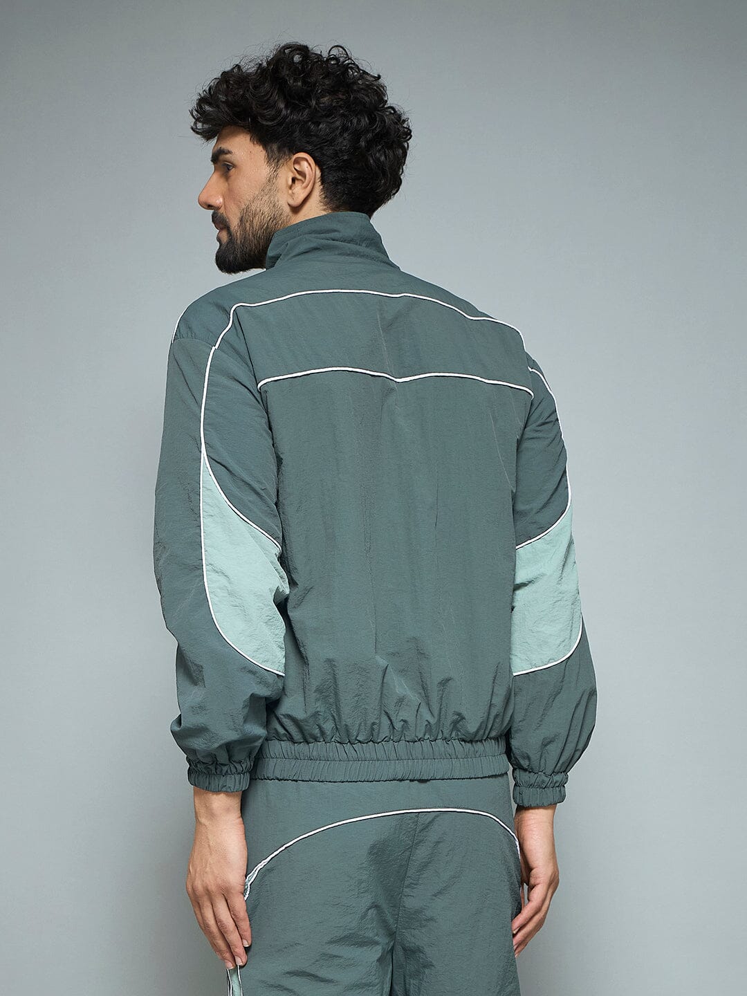 Bottle Green Parachute Cut & Sew Jacket - Image 3