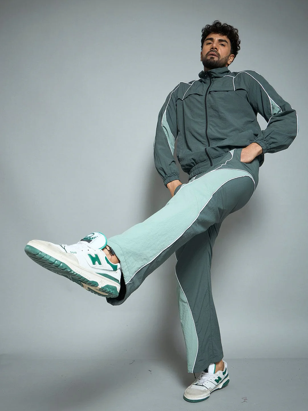 Bottle Green Parachute Cut & Sew Jacket - Image 5