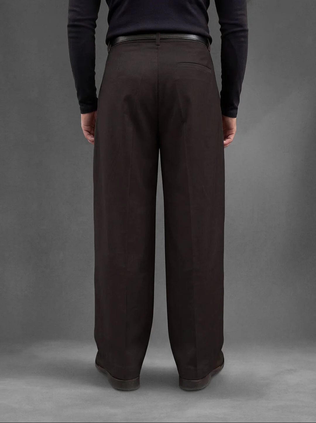 Coffee Brown Korean Pleated Trousers - Image 4
