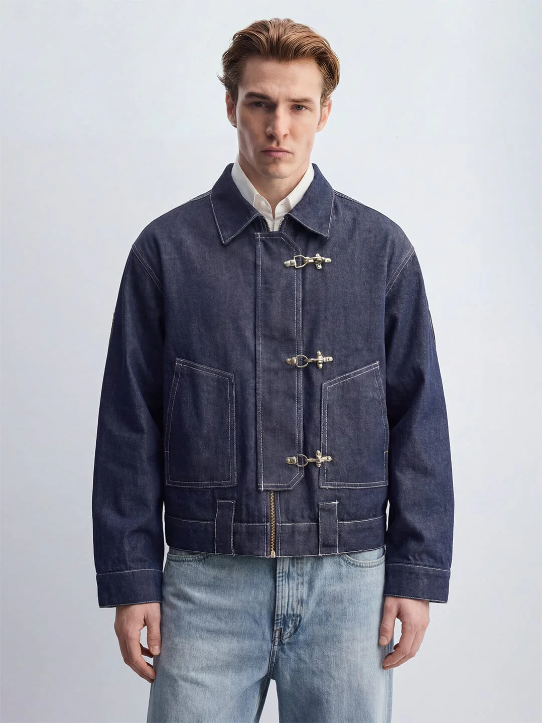 Dark Wash Fireman Clasp Denim Jacket - Image 6