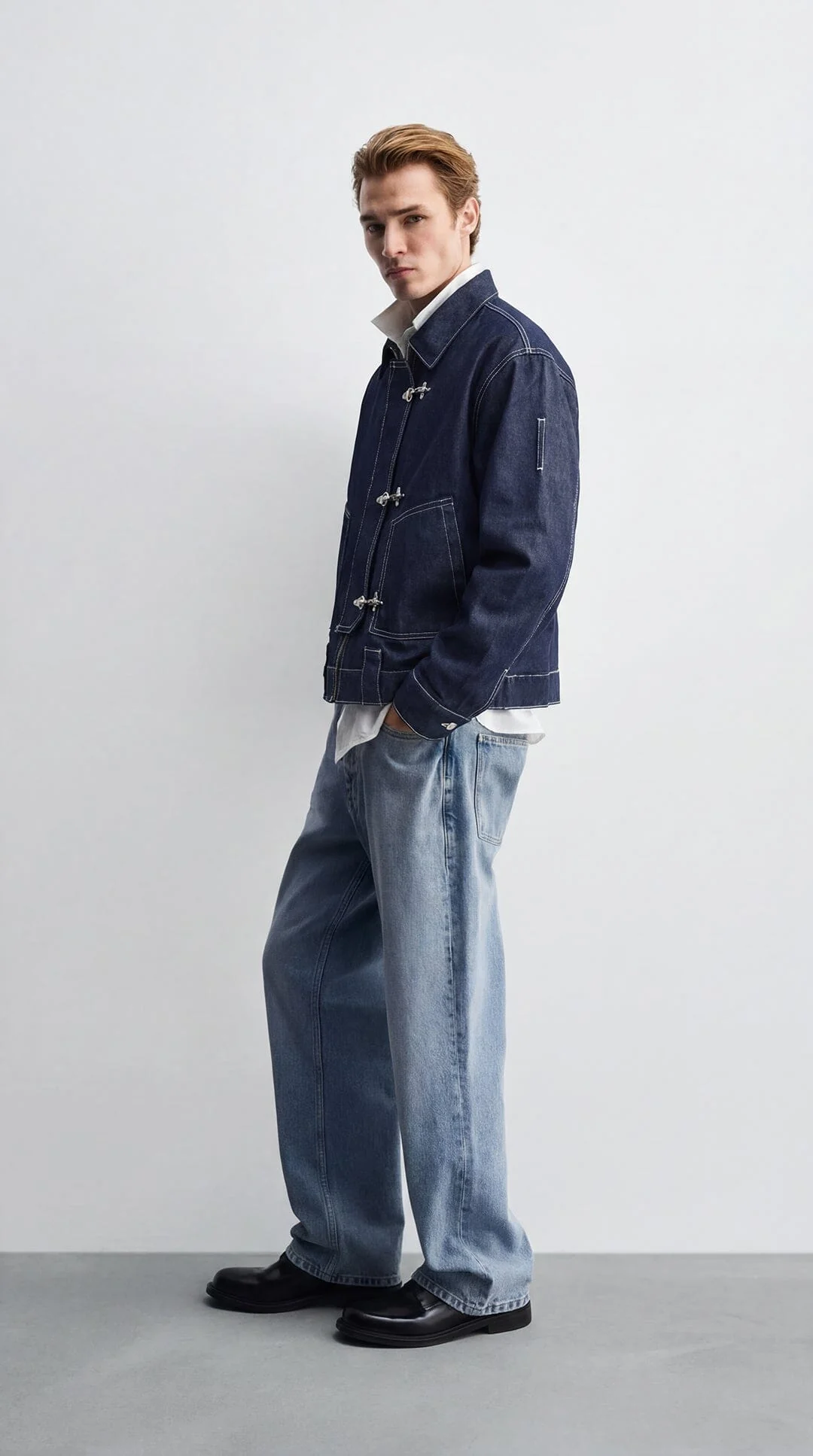 Dark Wash Fireman Clasp Denim Jacket - Image 8