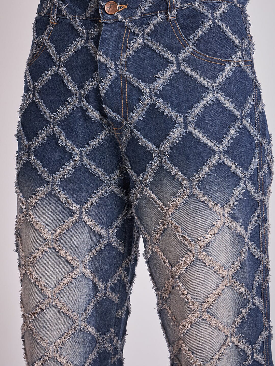 Dark Washed Damaged Patterned Denim Jacket & Jeans Clothing Set - Image 7