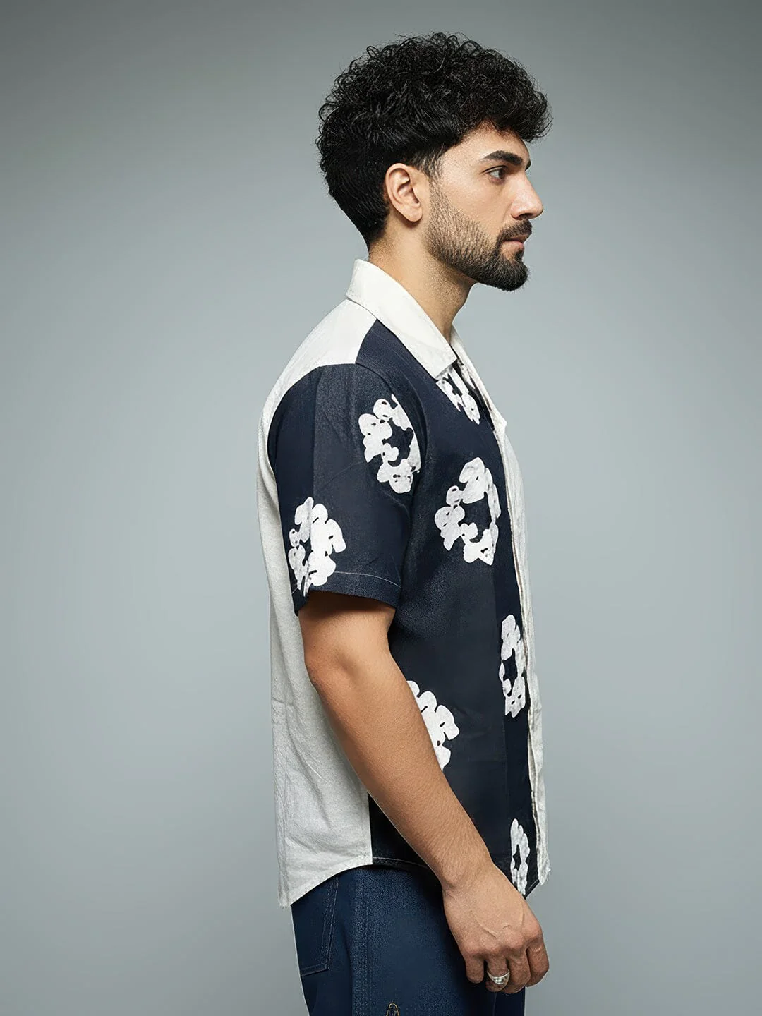 Floral Split Corduroy Denim Shirt - Image 4
