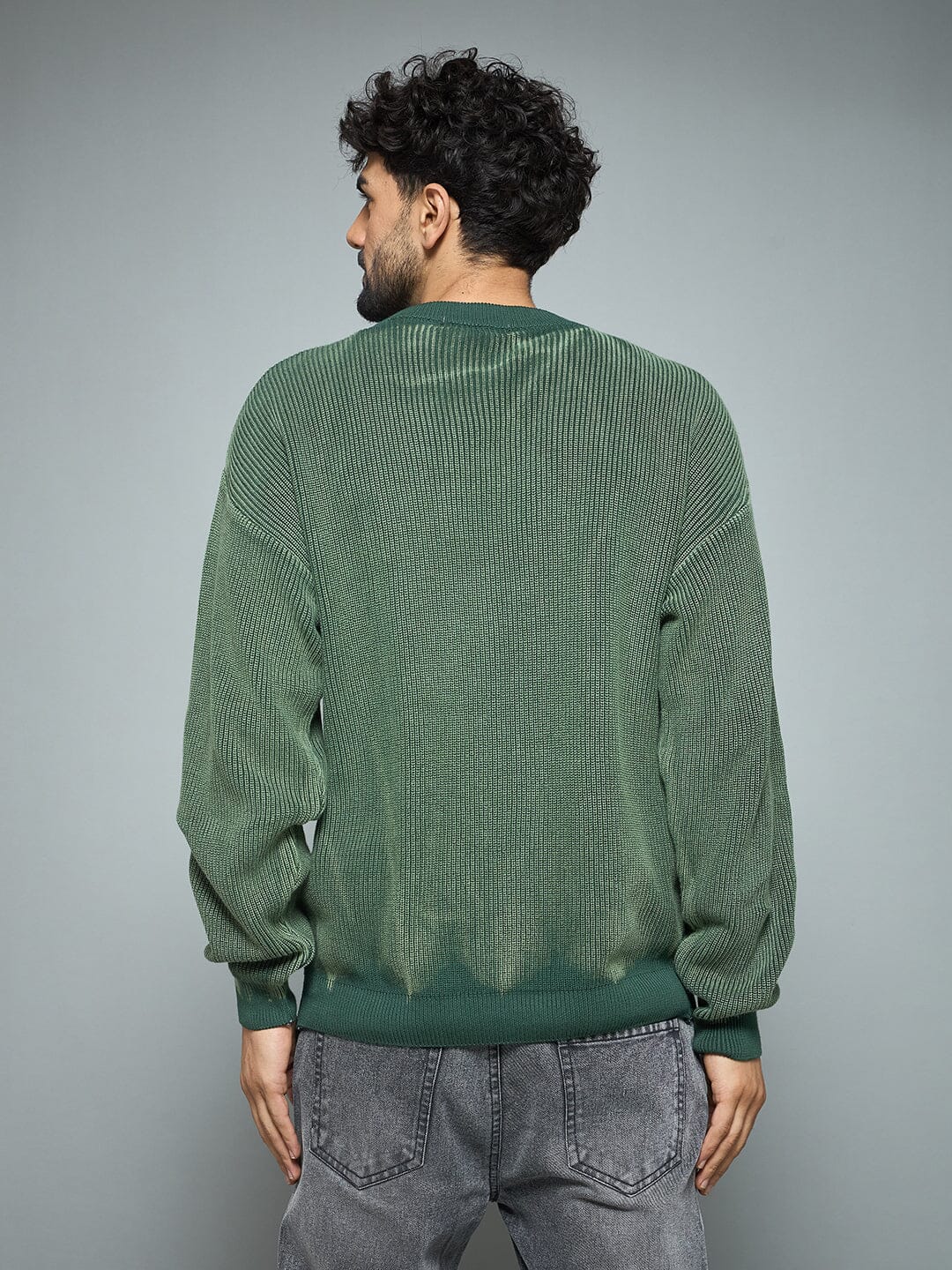 Green Overdyed Knitted Sweater - Image 4