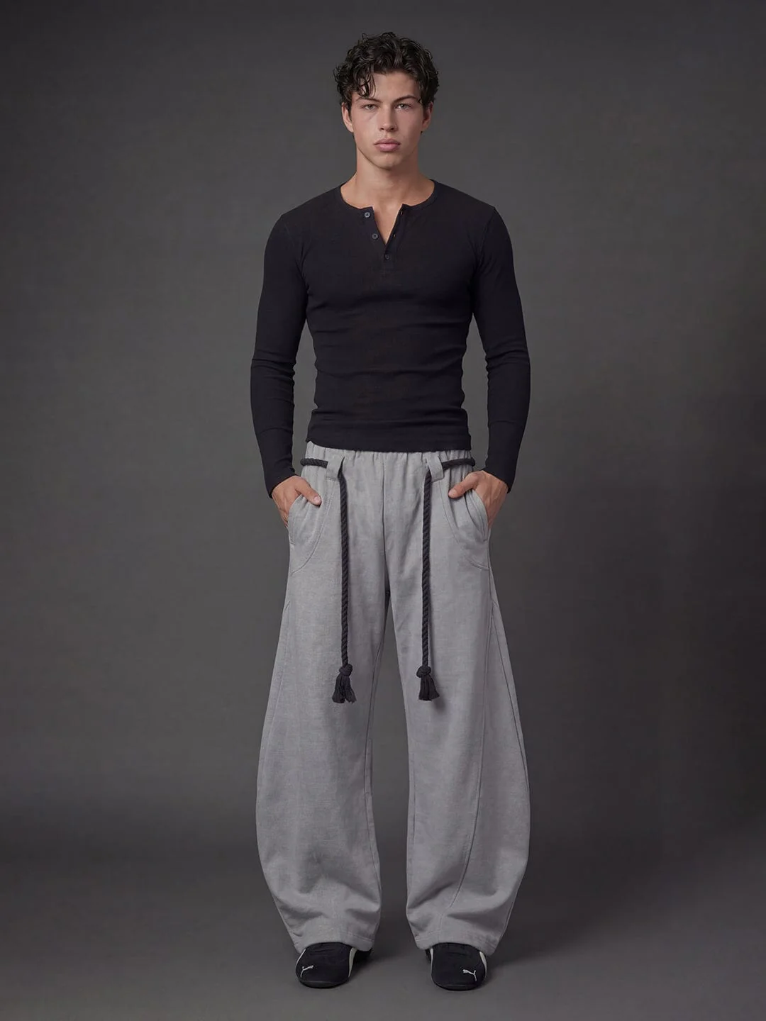 Grey Urban Knot Barrel Fit Trackpants - Image 5