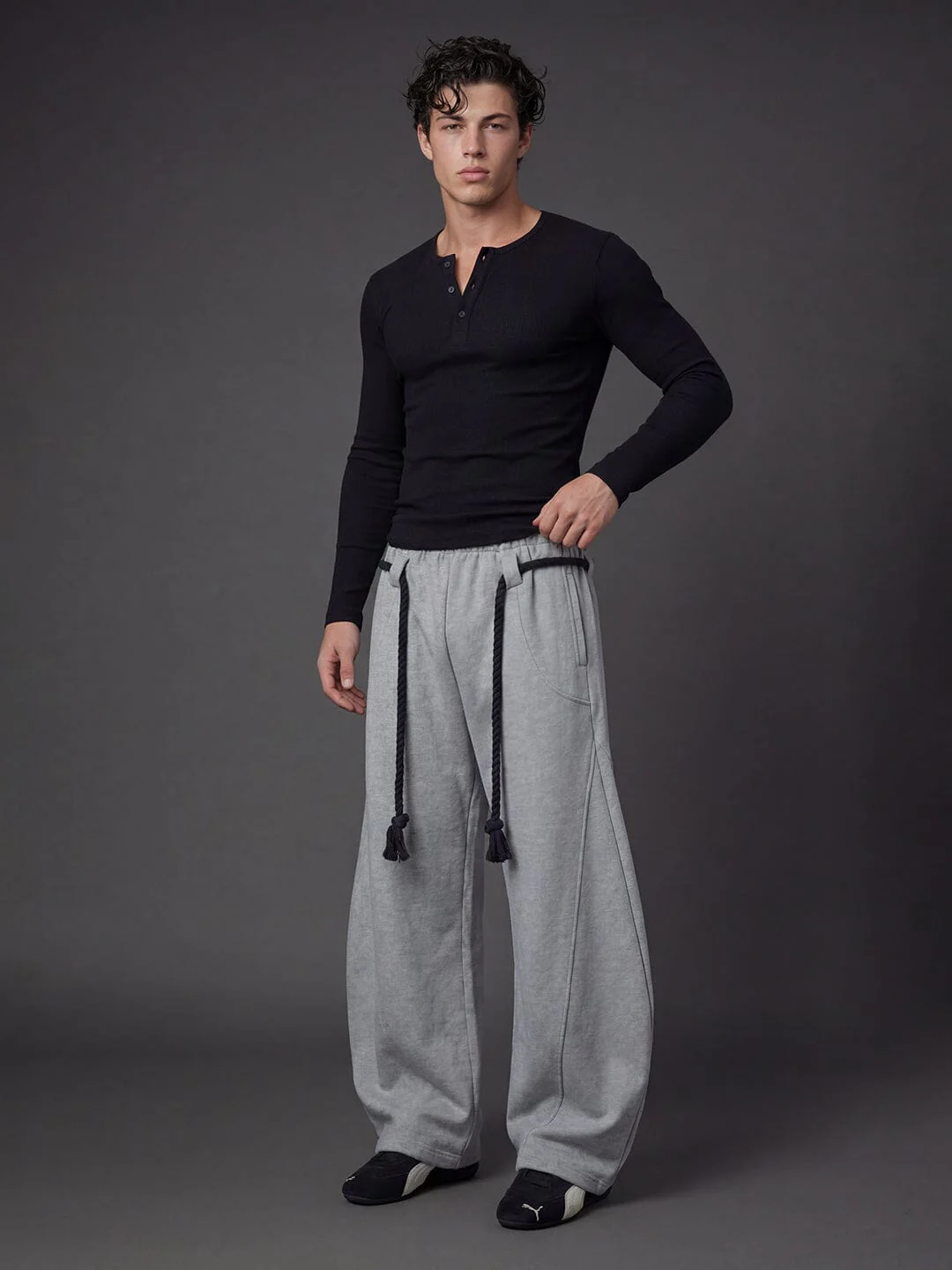 Grey Urban Knot Barrel Fit Trackpants - Image 7