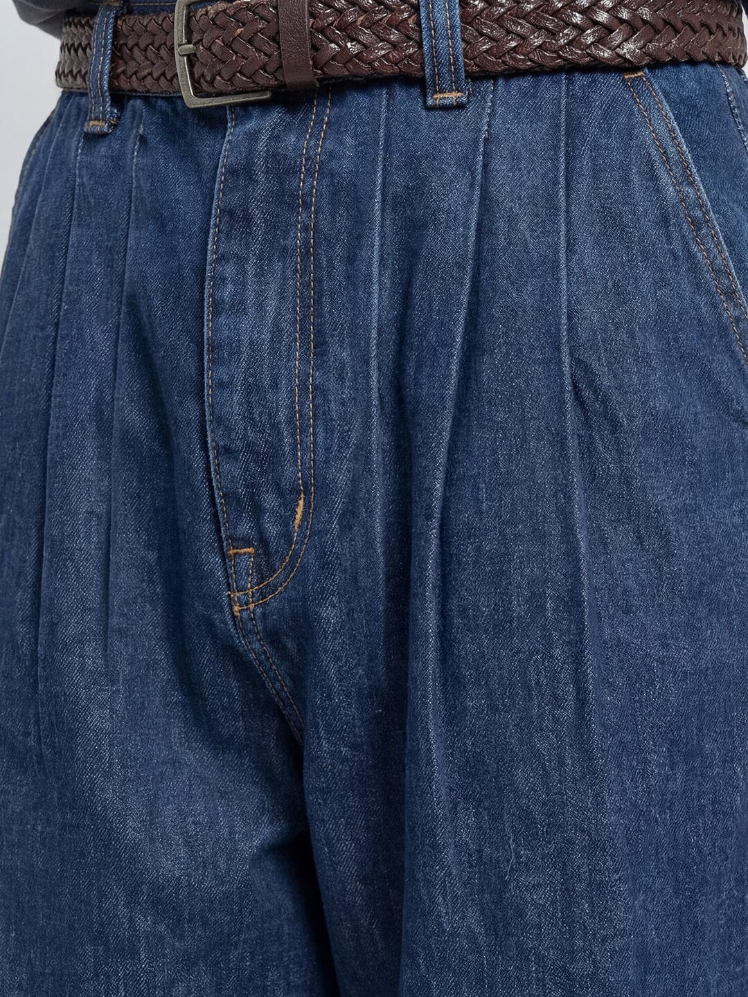 Indigo Pleated Barrel Fit Denim - Image 4
