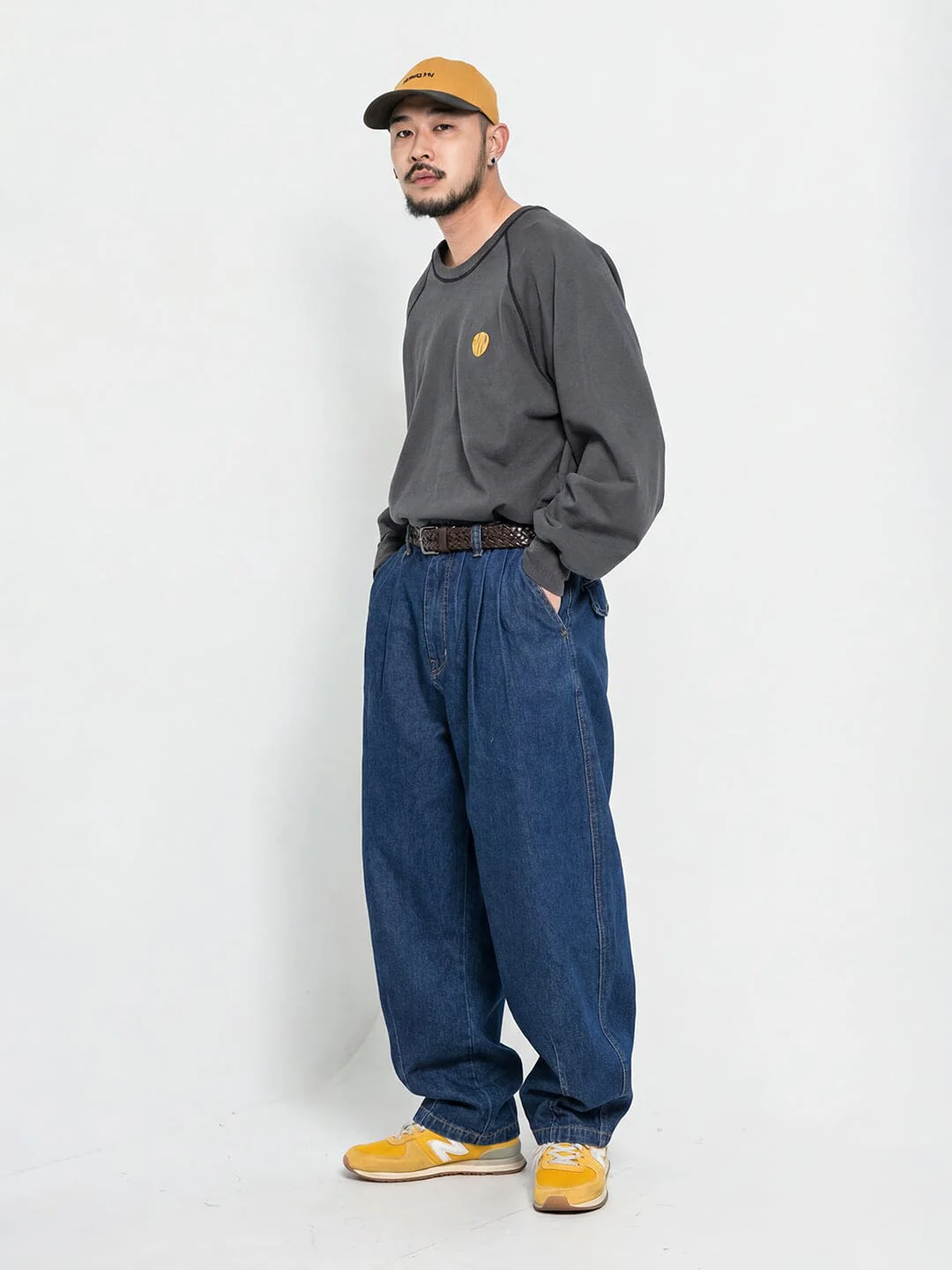 Indigo Pleated Barrel Fit Denim - Image 5