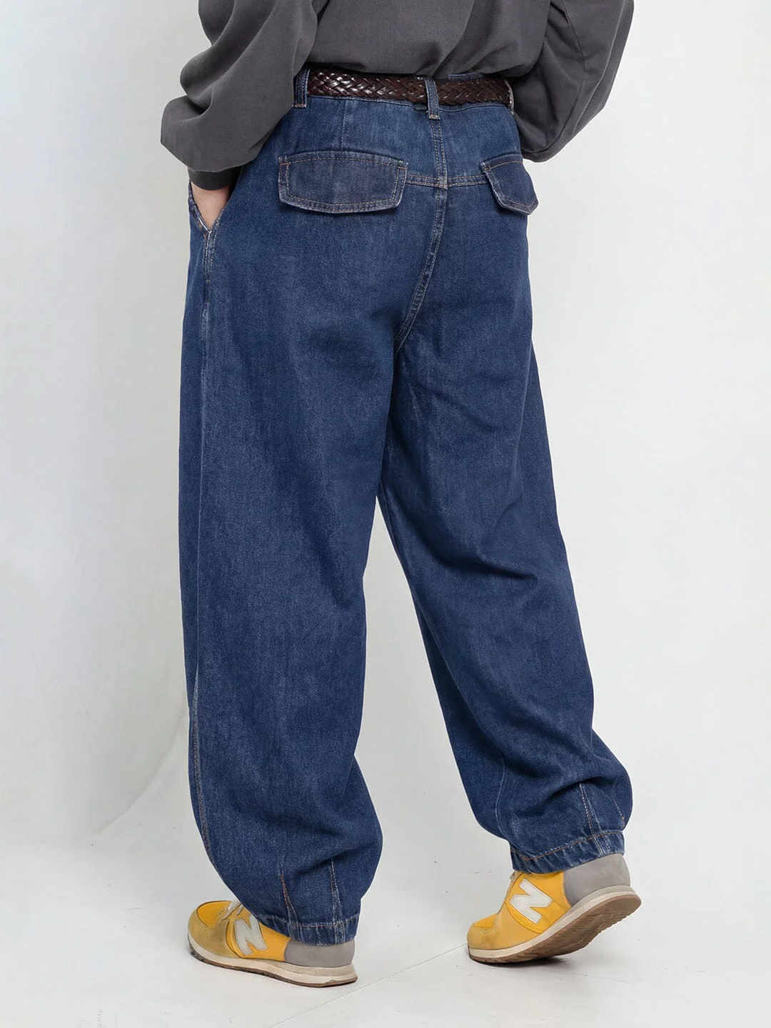 Indigo Pleated Barrel Fit Denim - Image 9