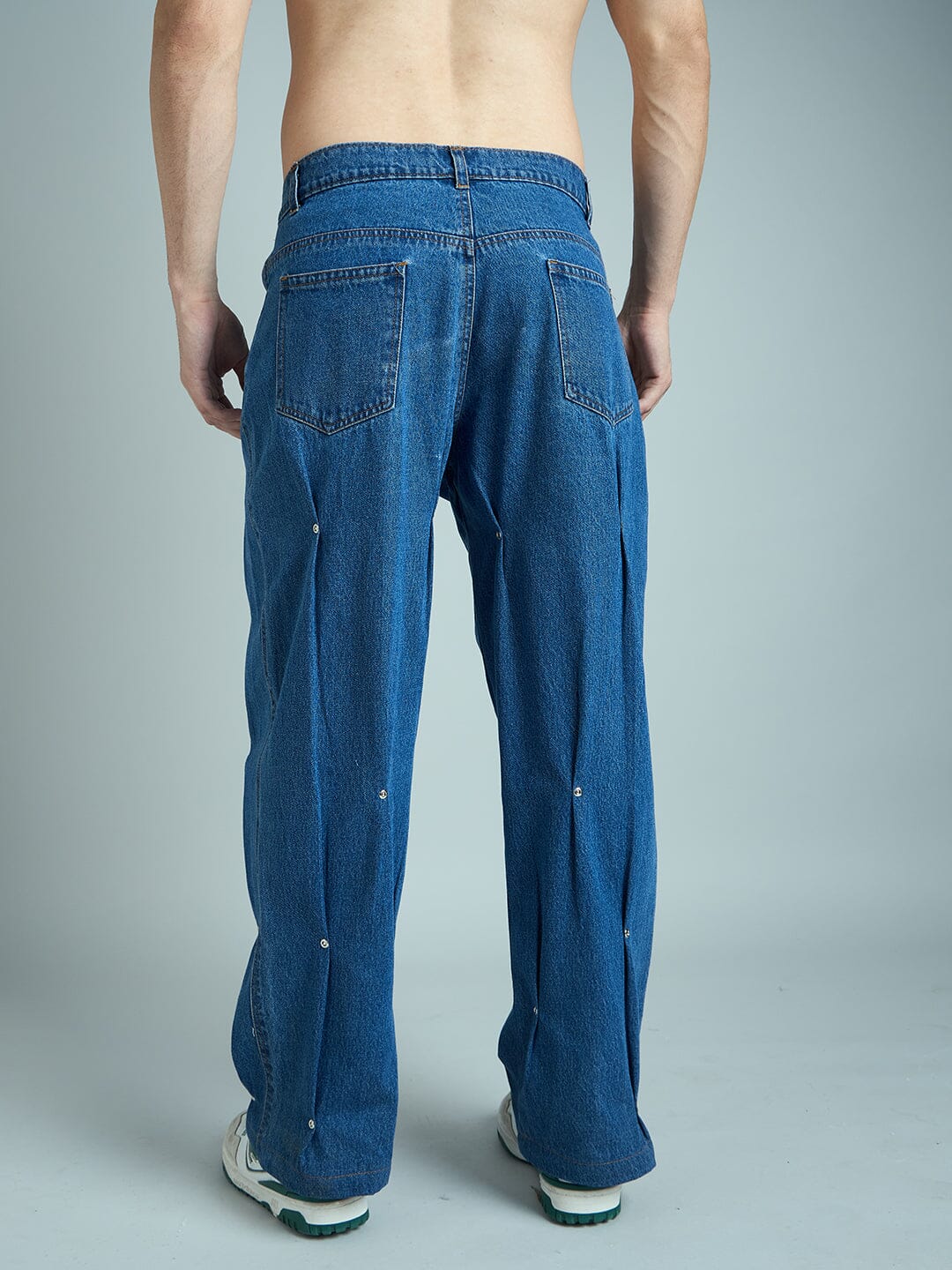 Indigo Pleated Rivets Denim - Image 5
