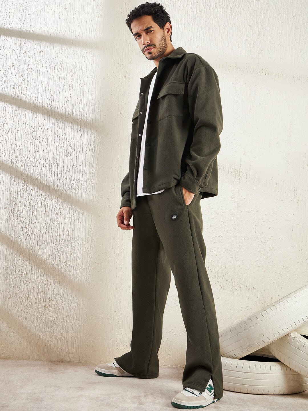 Khaki Polar Fleece Shacket Coord - Image 4
