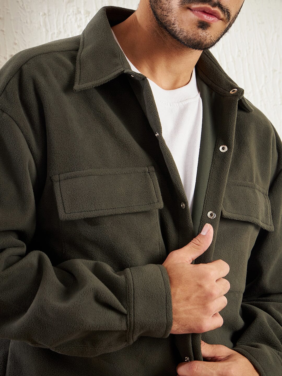 Khaki Polar Fleece Shacket Coord - Image 6