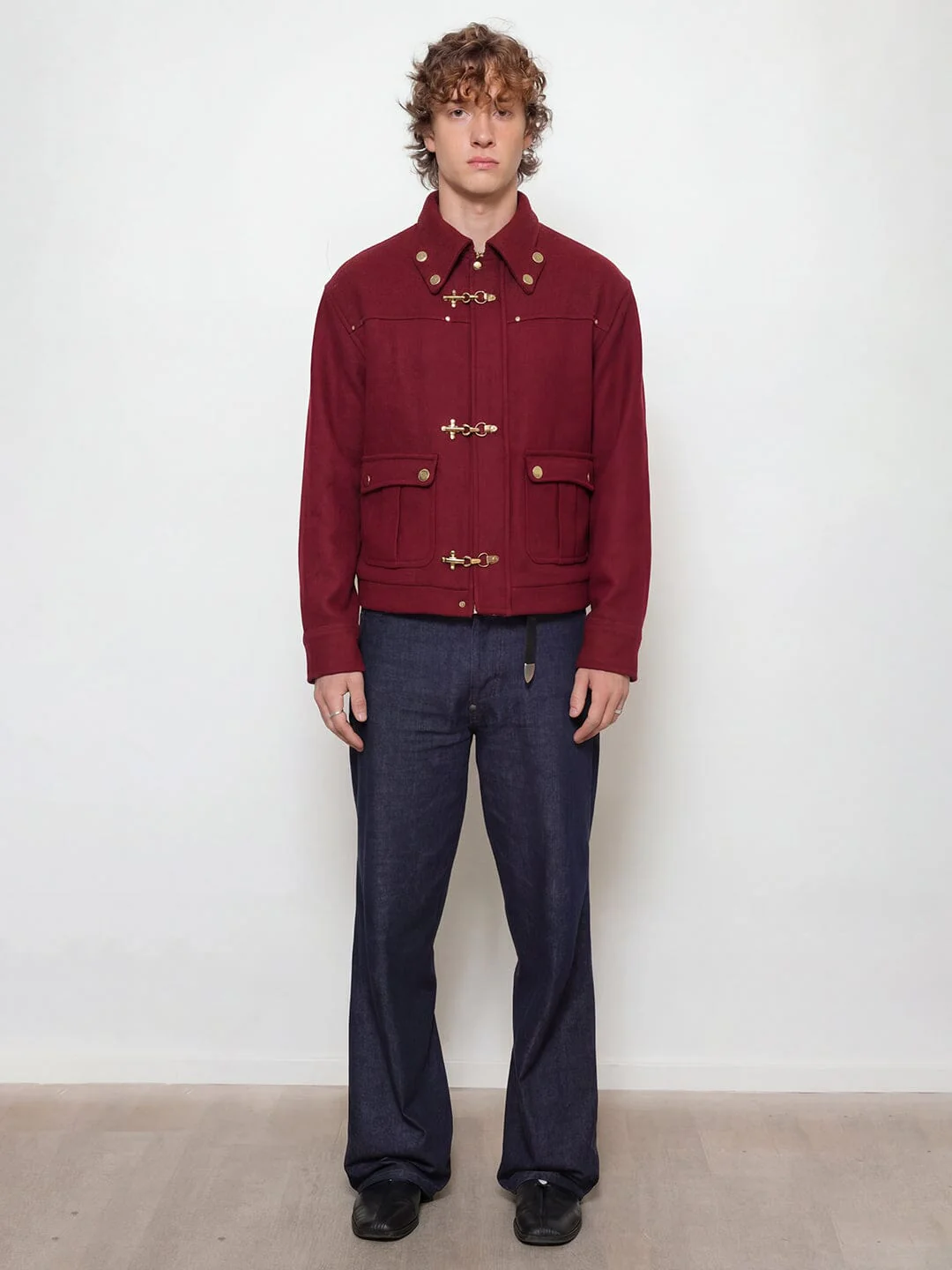 Maroon Fireman Clasp Woollen Jacket - Image 6