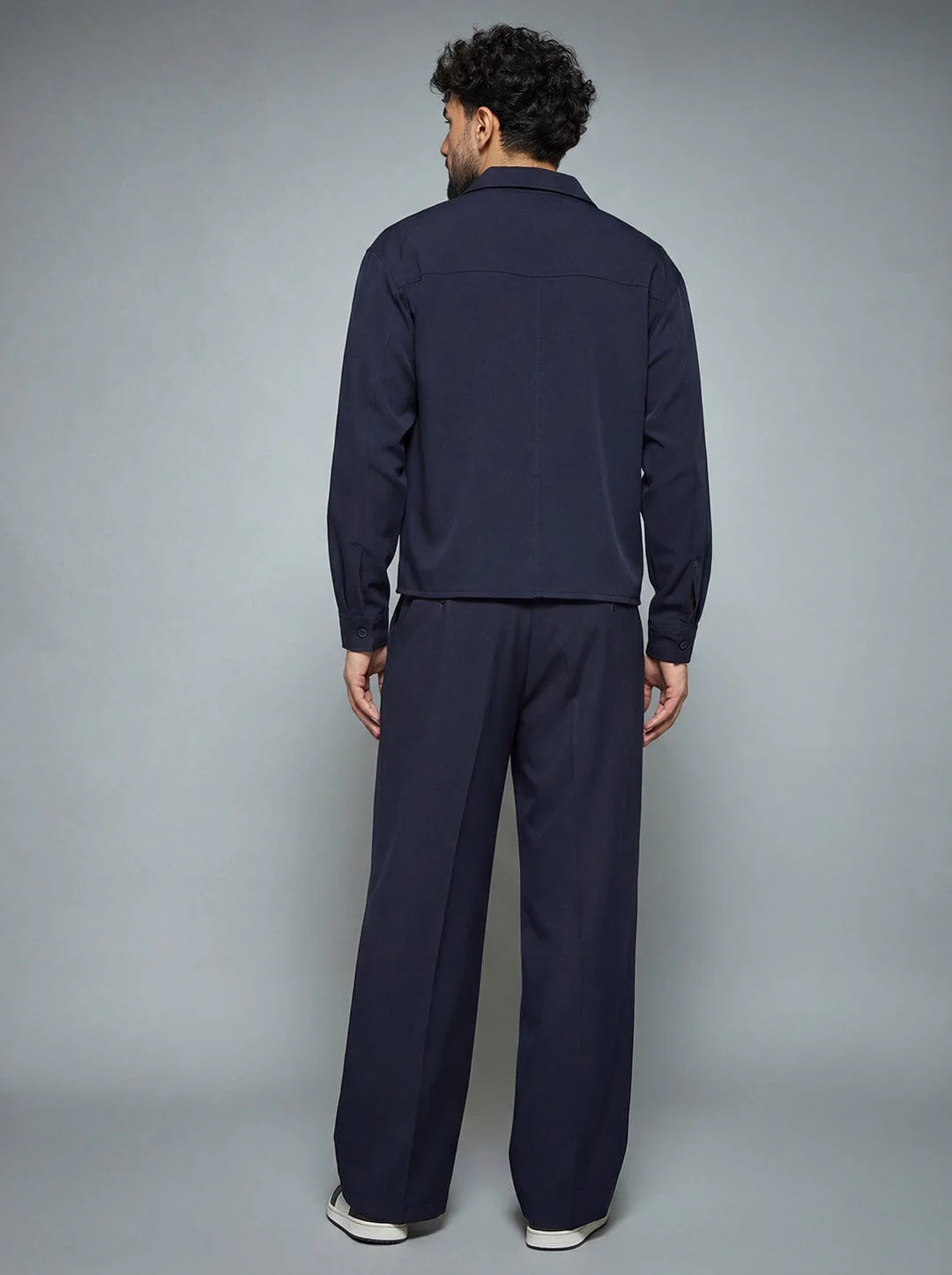 Midnight Blue Minimalist Korean Clothing Set - Image 5