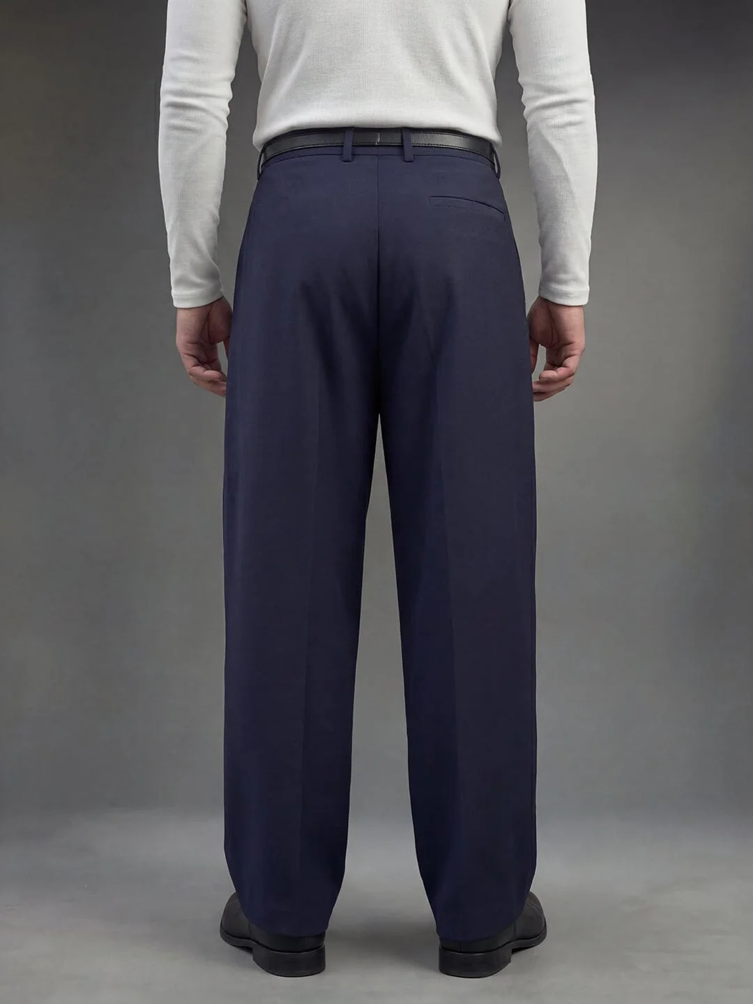 Navy Pleated Korean Trousers - Image 6