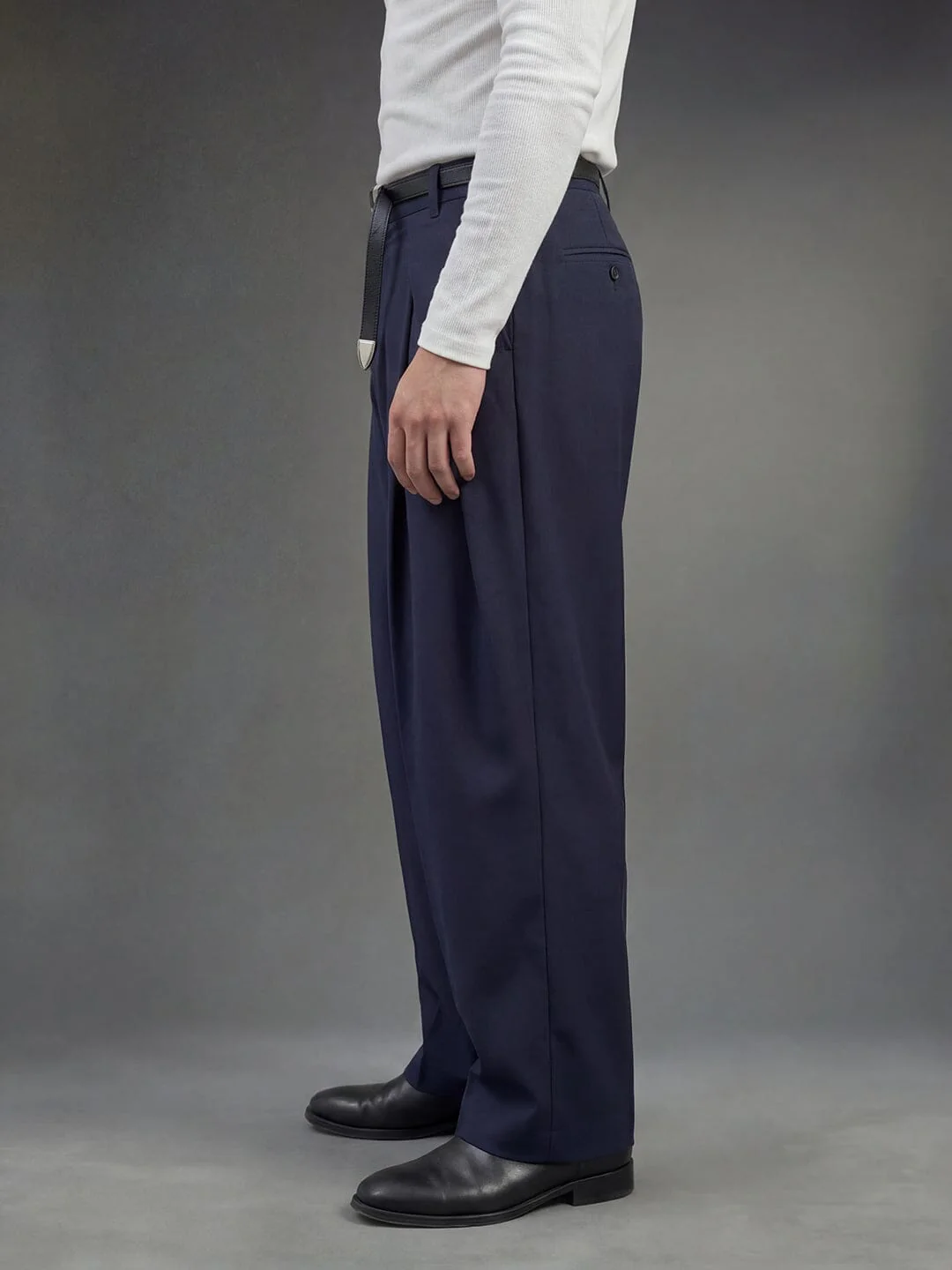 Navy Pleated Korean Trousers - Image 7
