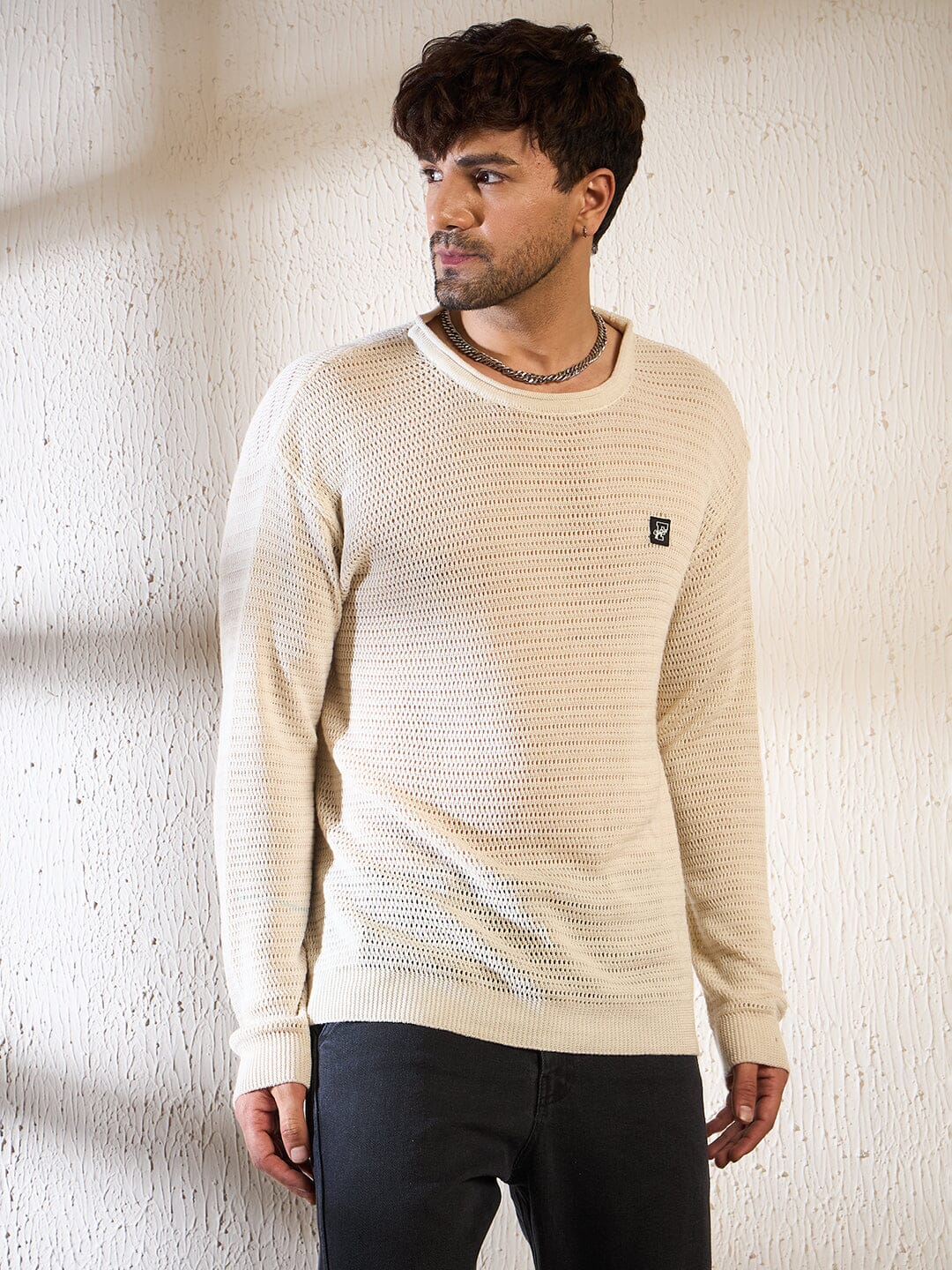 Sand Sheer Longsleeves Knitted Tshirt - Image 3