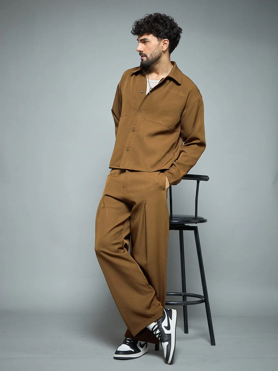 Tan Minimalist Korean Clothing Set - Image 3