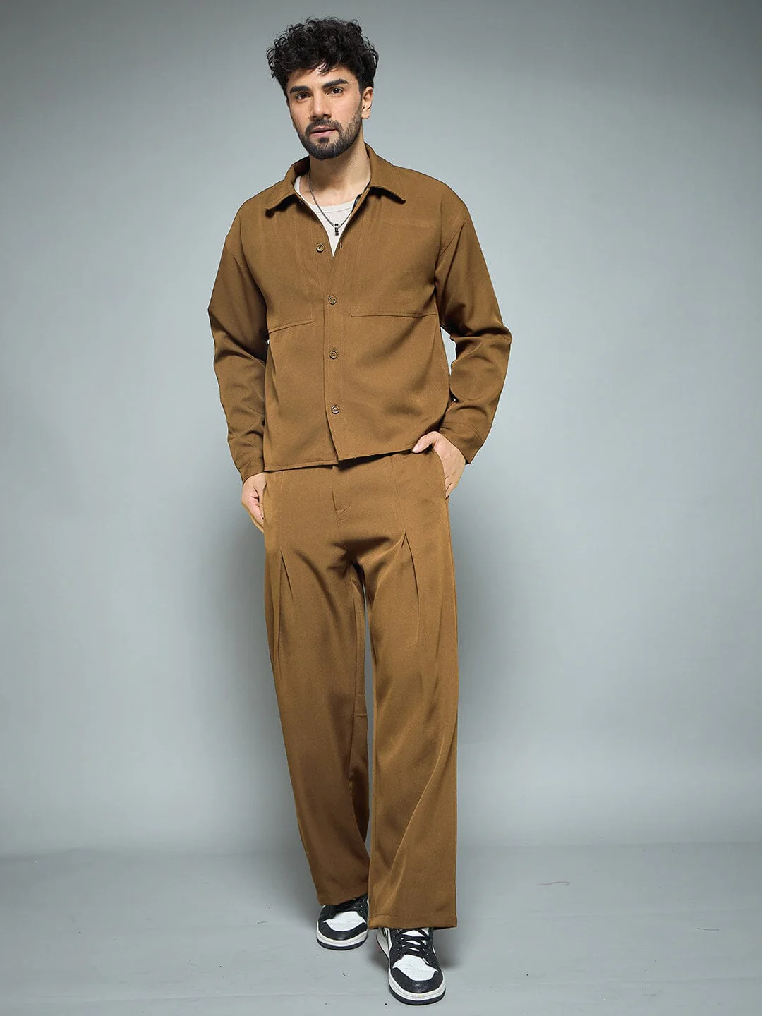 Tan Minimalist Korean Clothing Set - Image 4