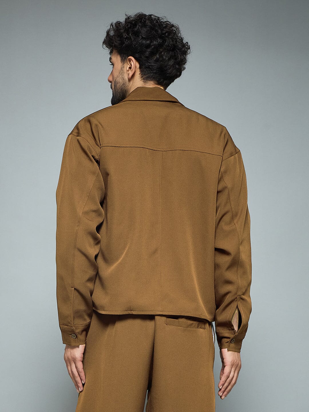Tan Minimalist Korean Shacket - Image 4