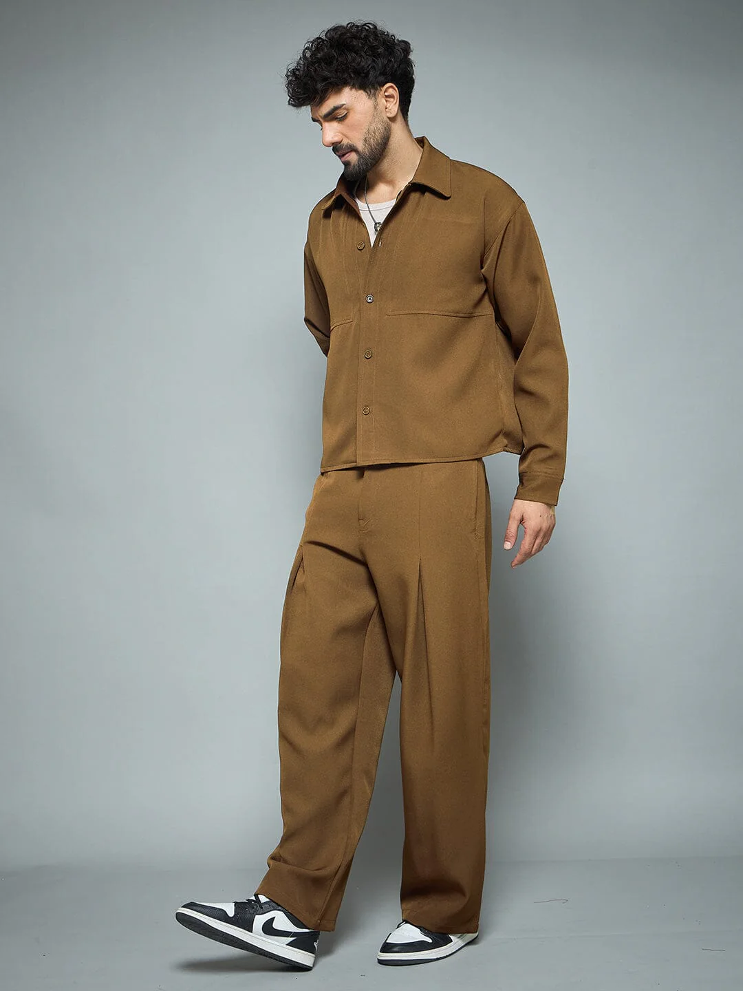 Tan Minimalist Korean Shacket - Image 5