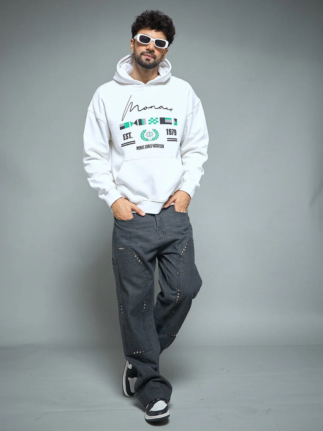 White Monaco Yatch Club Oversized Hoodie - Image 3