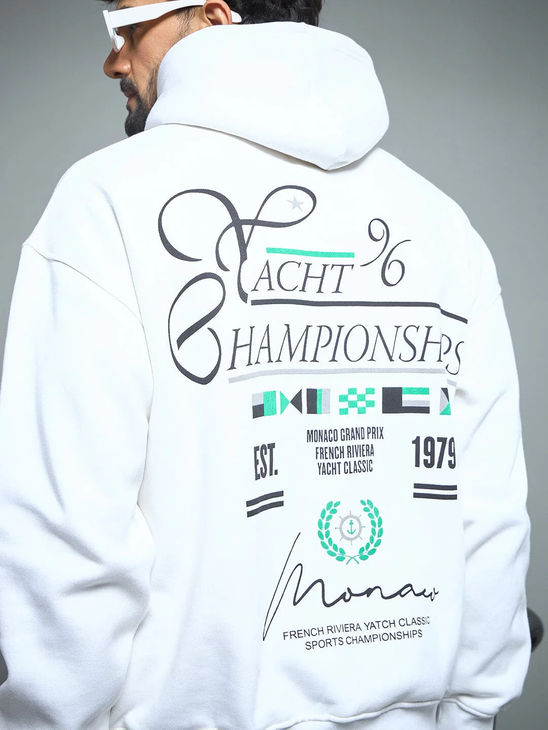 White Monaco Yatch Club Oversized Hoodie - Image 4