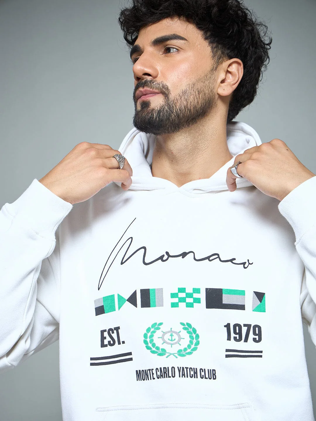 White Monaco Yatch Club Oversized Hoodie - Image 5