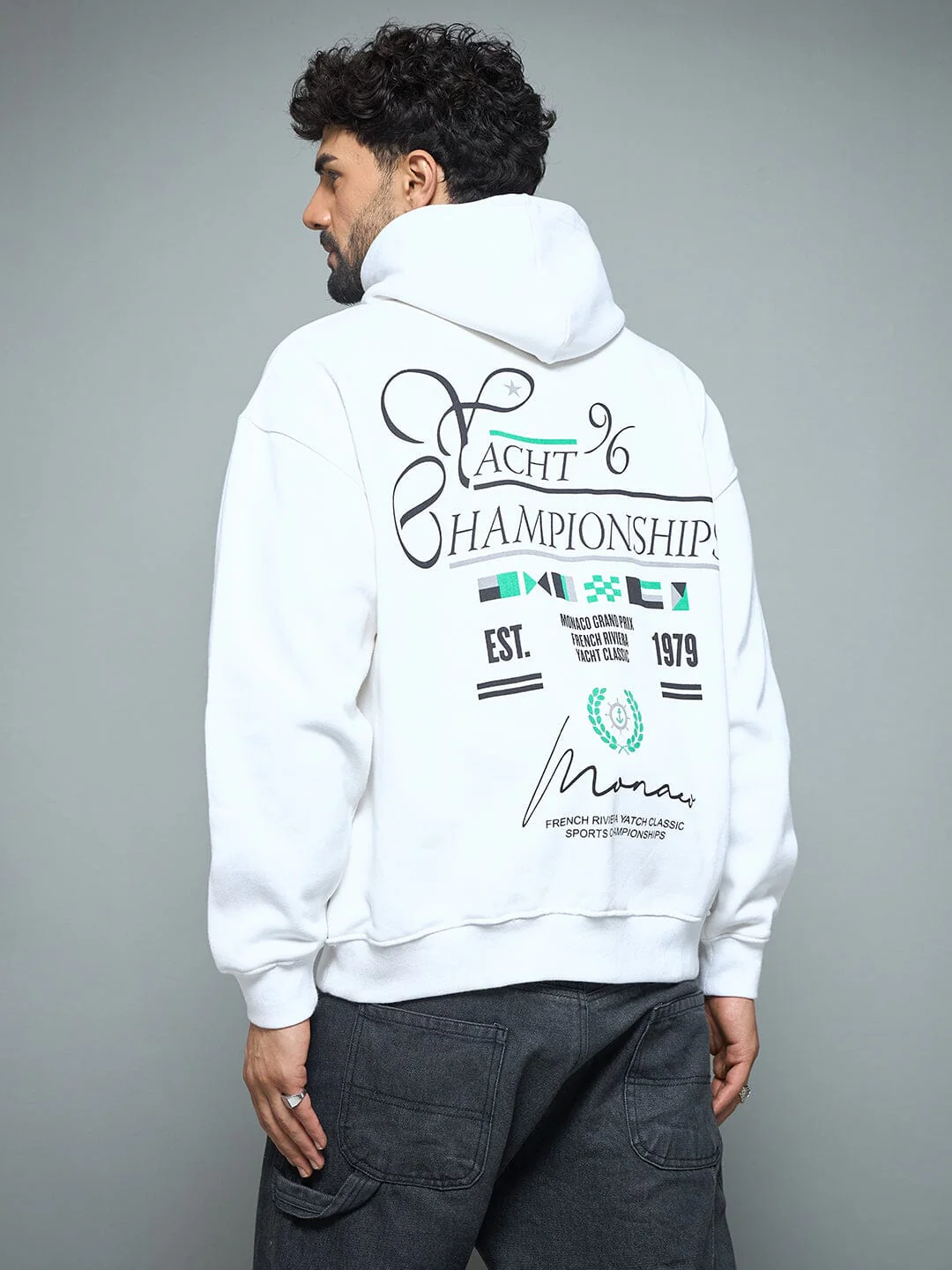 White Monaco Yatch Club Oversized Hoodie - Image 6