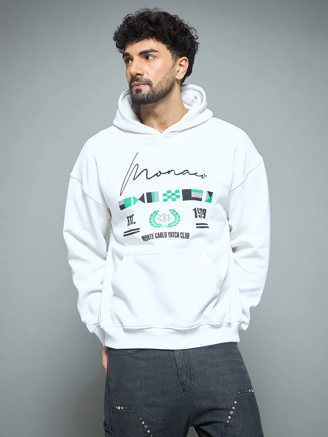 White Monaco Yatch Club Oversized Hoodie - Image 7
