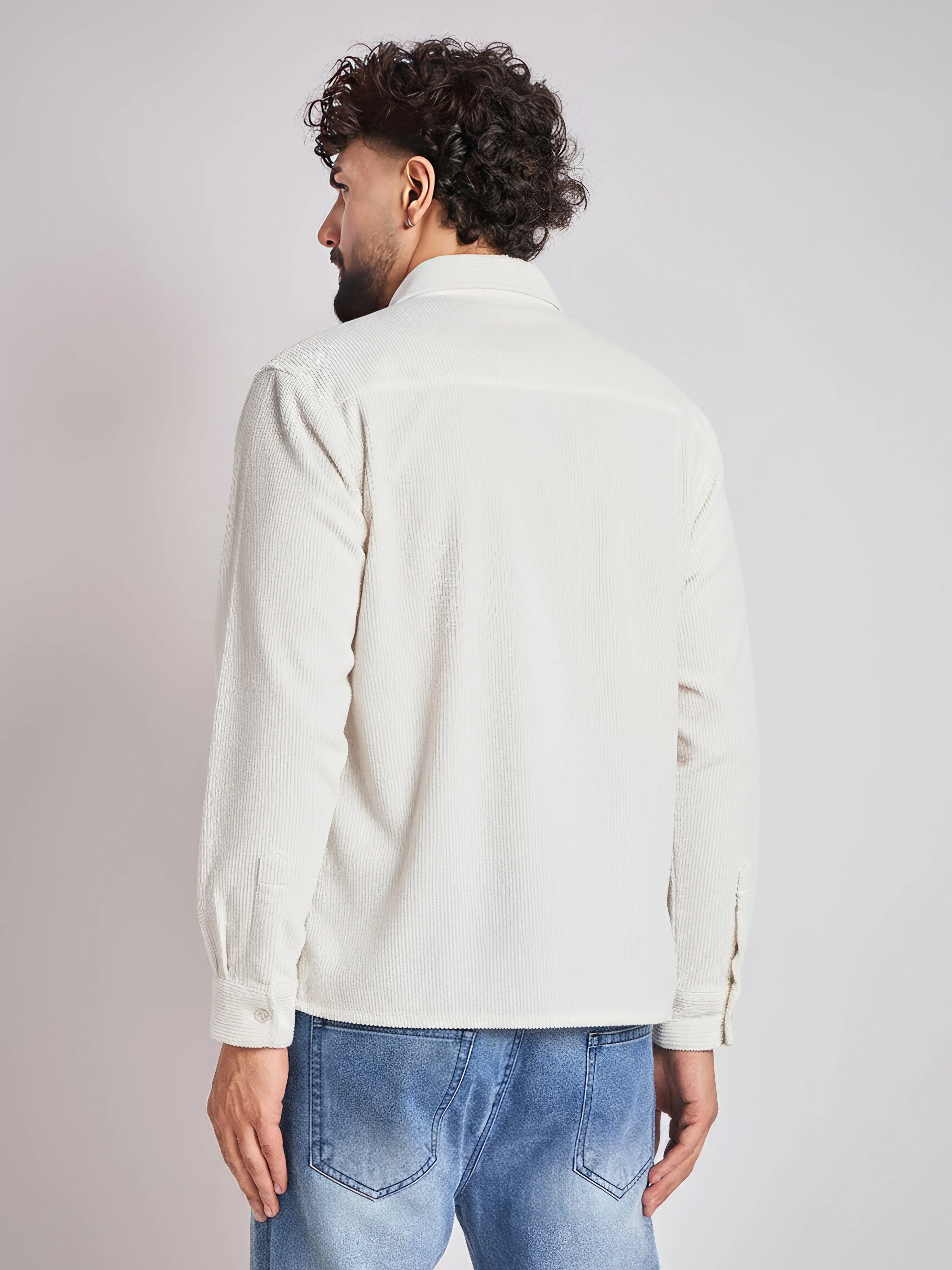 White Palm Embroidery Corduroy Shirt - Image 3